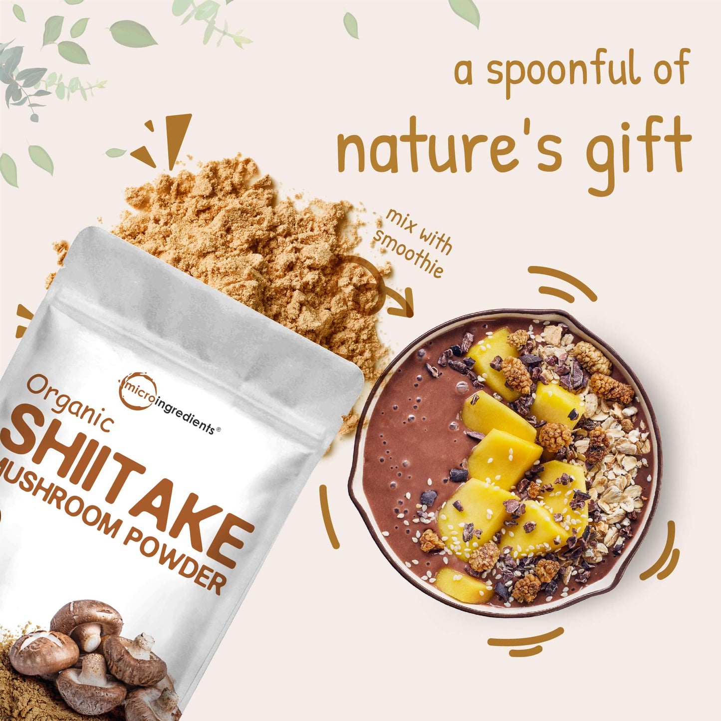 Micro Ingredients Organic Shiitake Mushroom Powder 8 oz