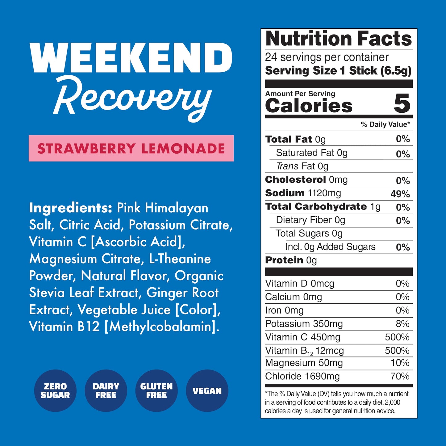 Waterboy Weekend Recovery Powder Strawberry Lemonade 2.75 oz