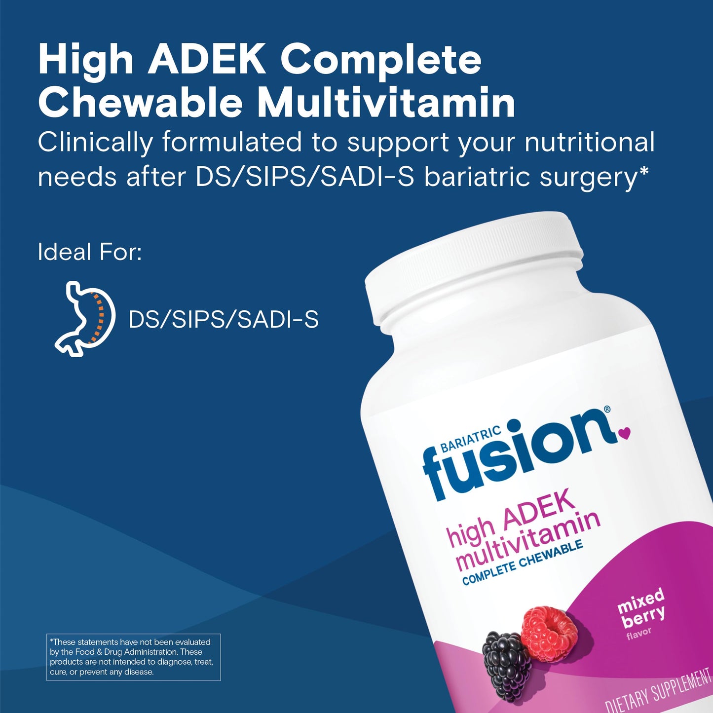 Bariatric Fusion Chewable Multivitamin for Duodenal Switch Patients with ADEK Vitamins, 120 Count