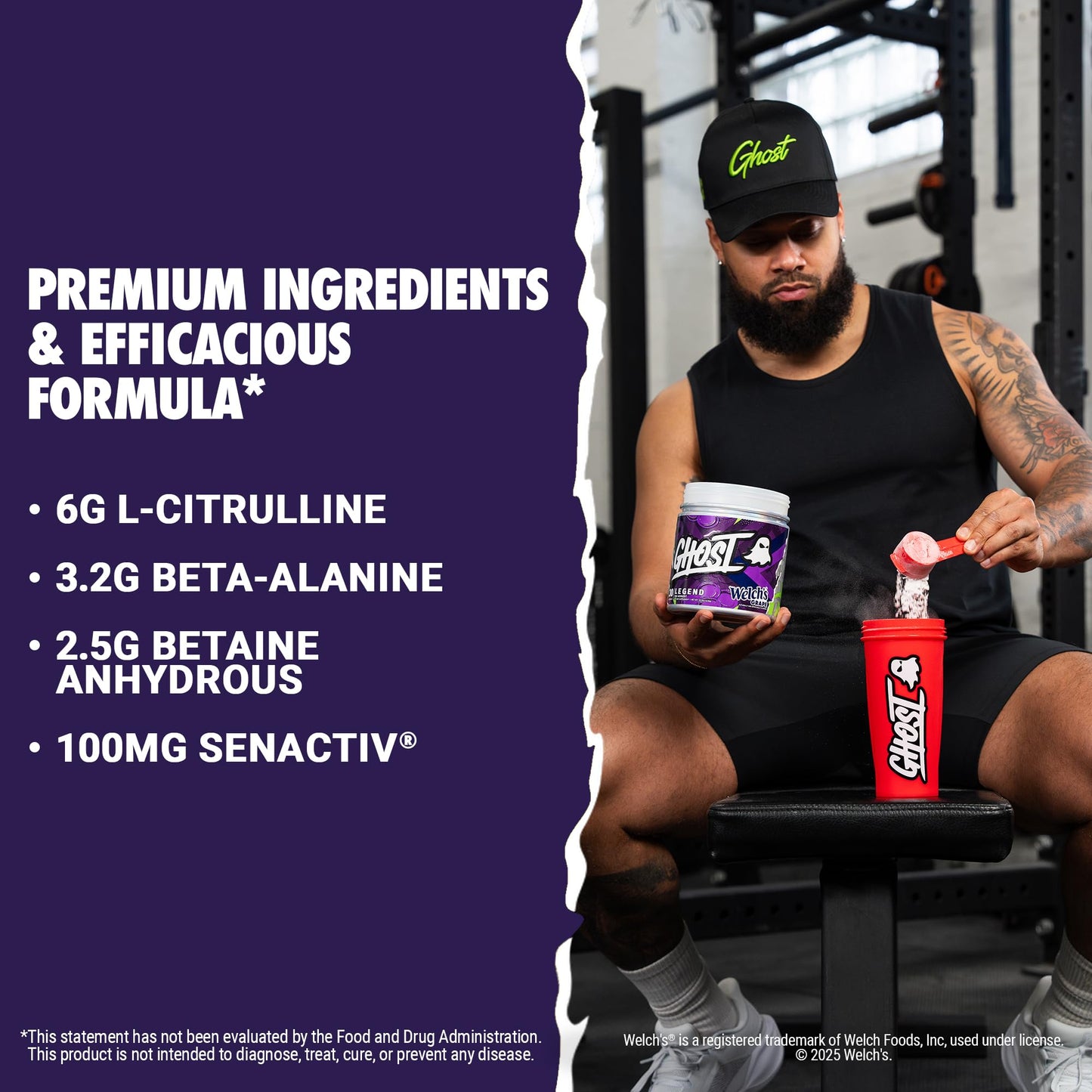 GHOST Legend Pre-Workout Powder Welch's Grape 22.2 Servings