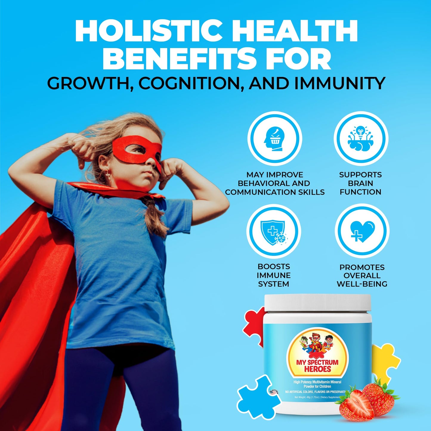 My Spectrum Heroes Kids Multivitamin Powder Strawberry 1.72 Ounce