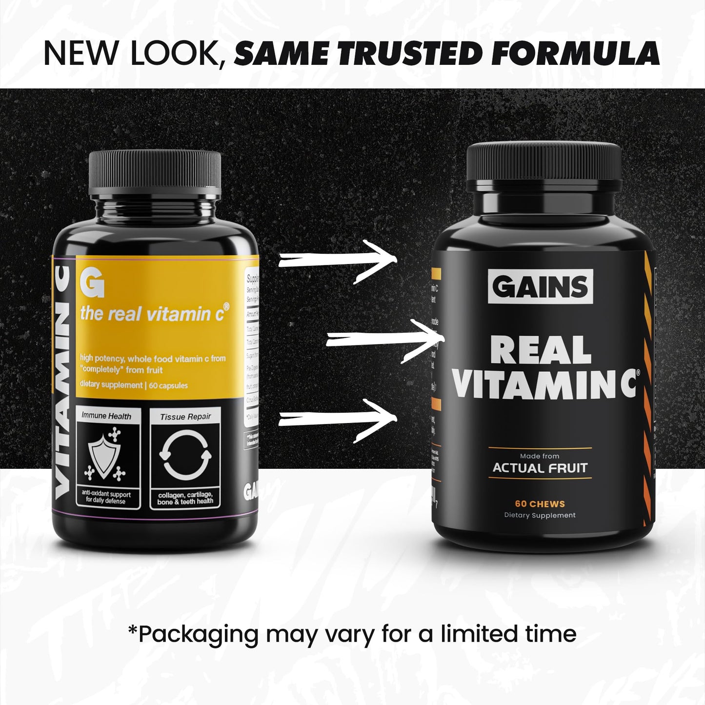 Gains in Bulk Real Vitamin C Immune Support Chewable, 60 Tablets