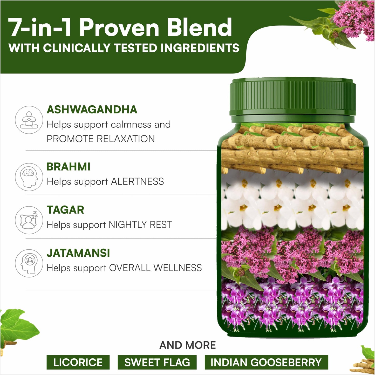 SHREE DHANWANTRI HERBALS Nindo Relaxation and Calmness Support Capsules, 95 Count