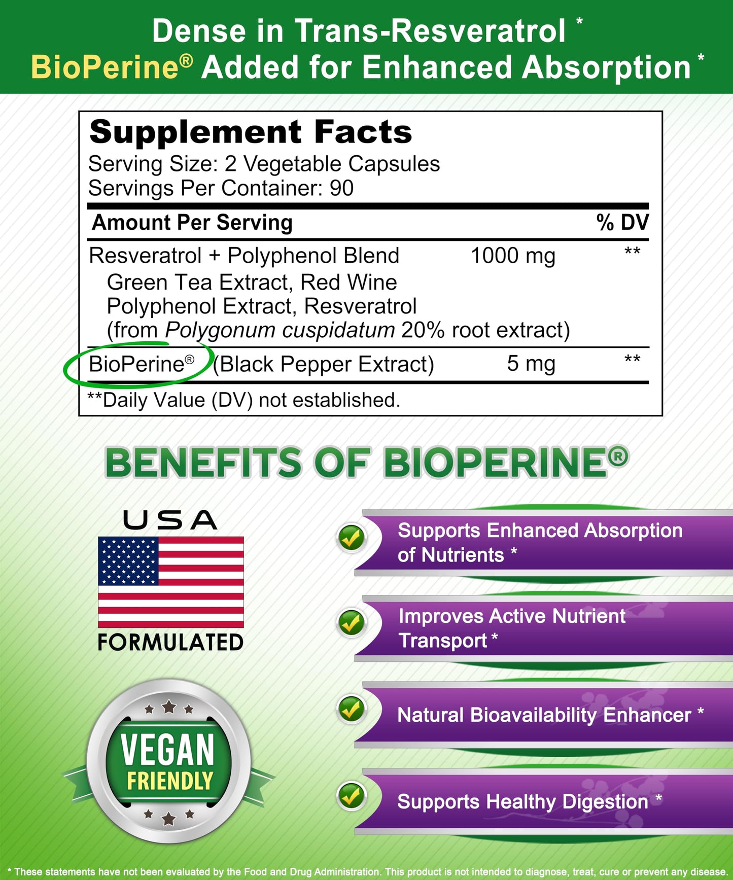 aSquared Nutrition Natural Resveratrol with Red Wine Extract Trans-Resveratrol Antioxidant Supplement Capsules, 180 Count