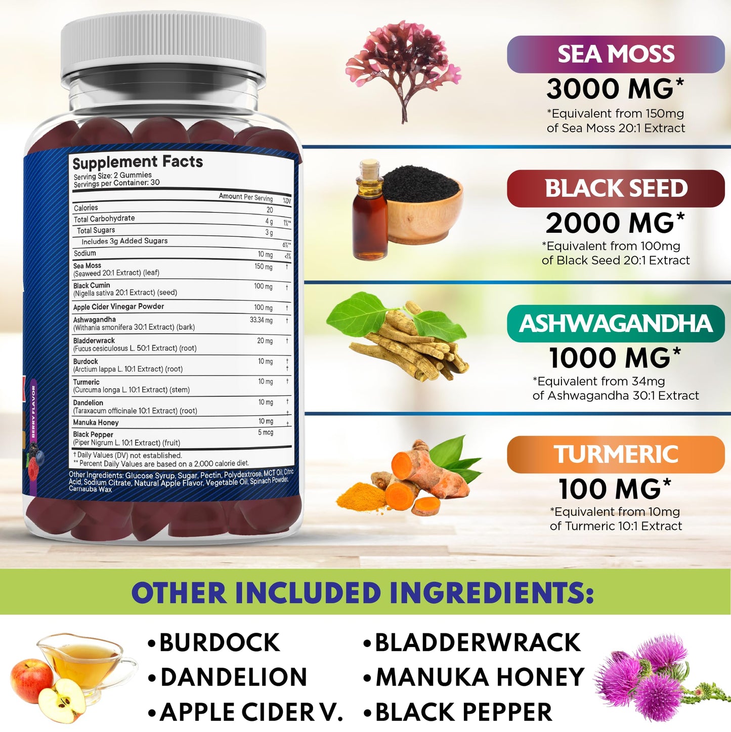 NEW AGE Sea Moss Gummies, 180 Gummies