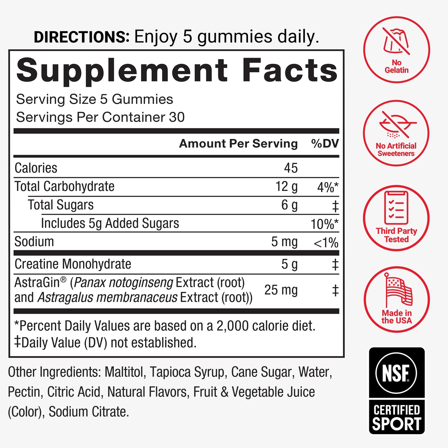 Force Factor Creatine Monohydrate Gummy, 150
