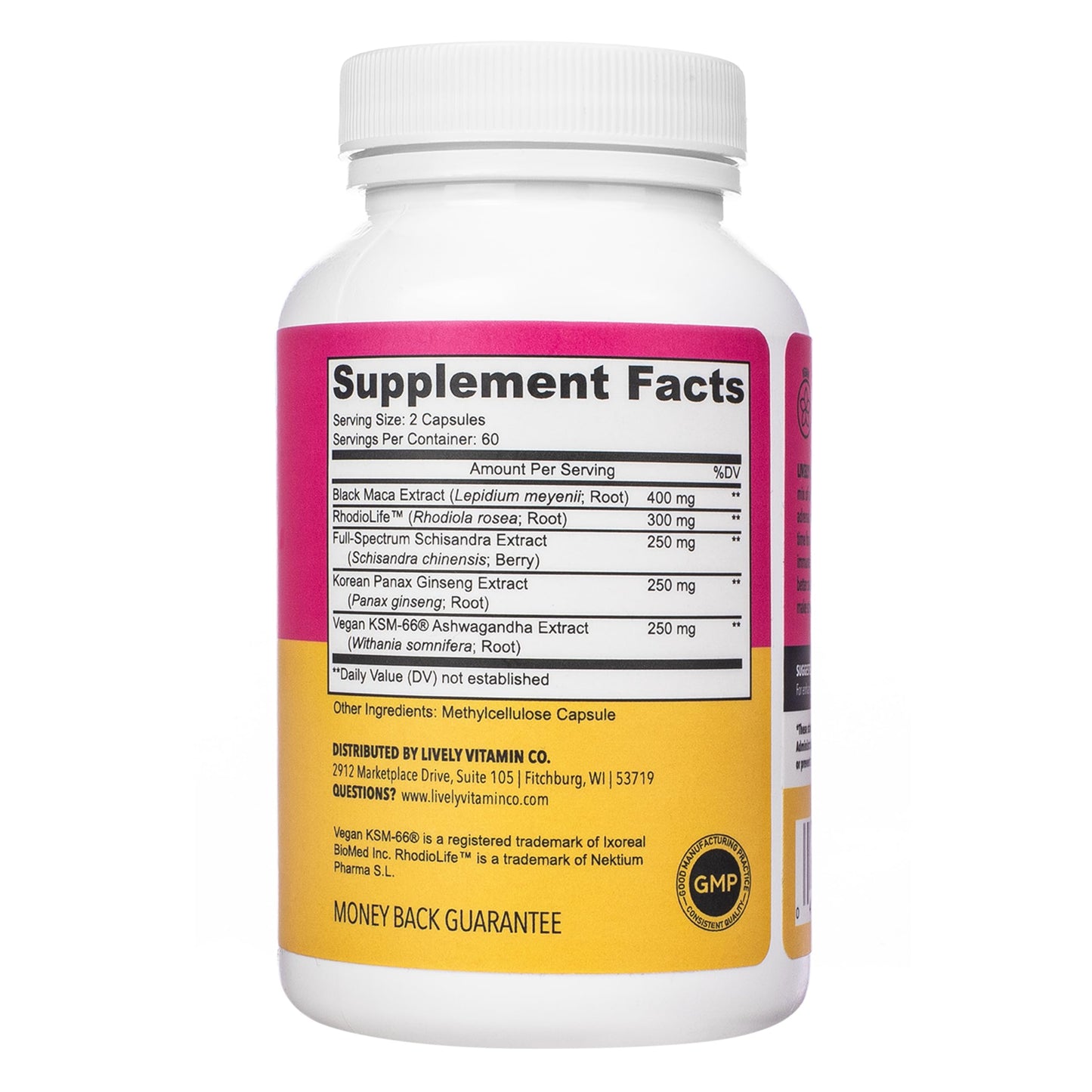 LIVELY VITAMIN CO Adrenal Boost Capsules 120 Vegetarian Capsules