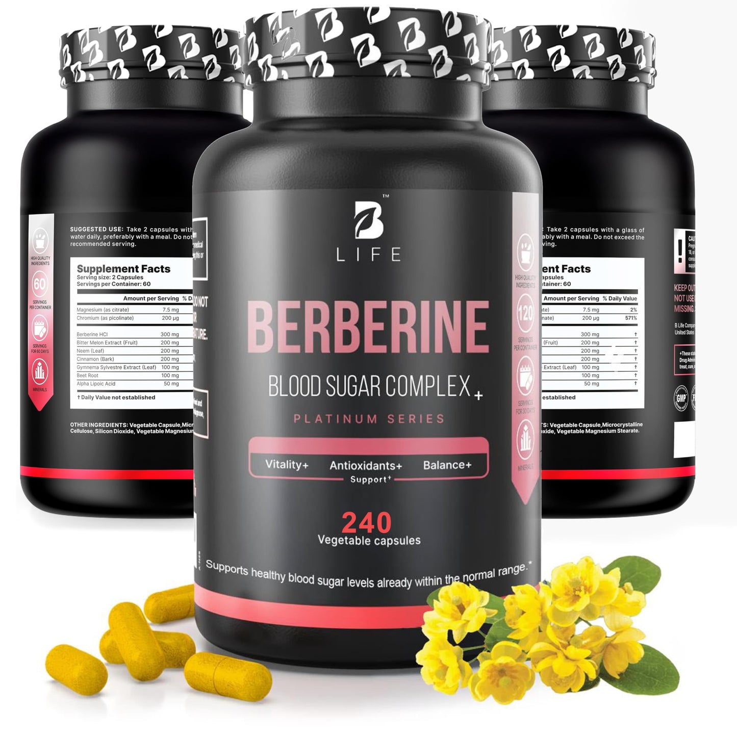 B Life Company Berberine Complex+ Supplement Capsule 240 Count