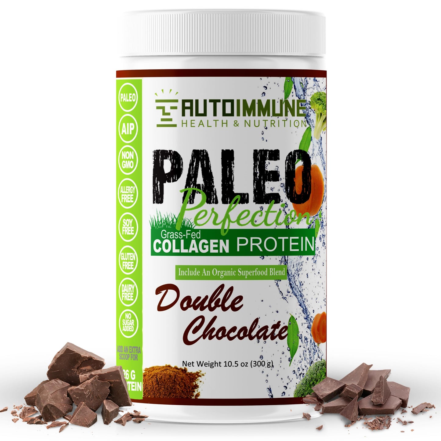 Autoimmune Health & Nutrition Grass-Fed Beef Collagen Protein Powder with Stevia - Double Chocolate, 10.5 oz