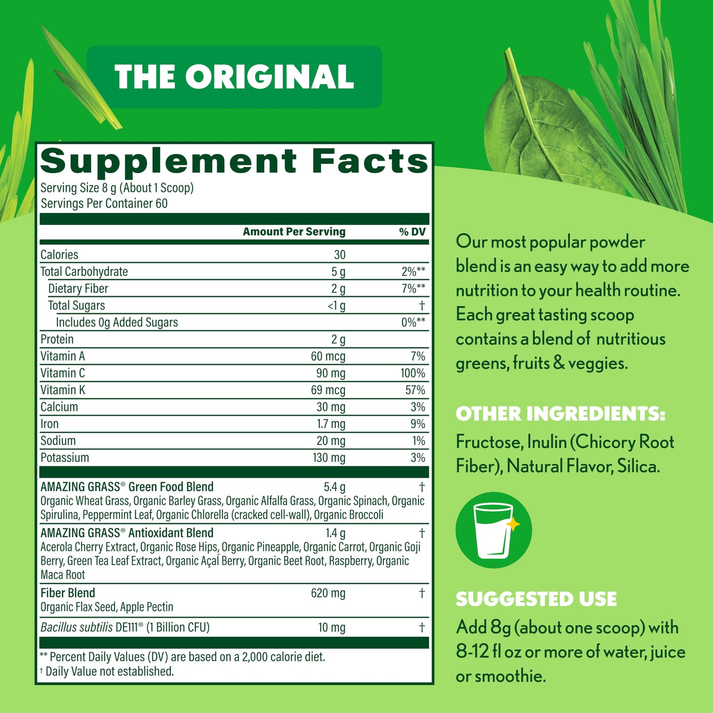 Amazing Grass Super Greens Powder Organic Original, 17 oz