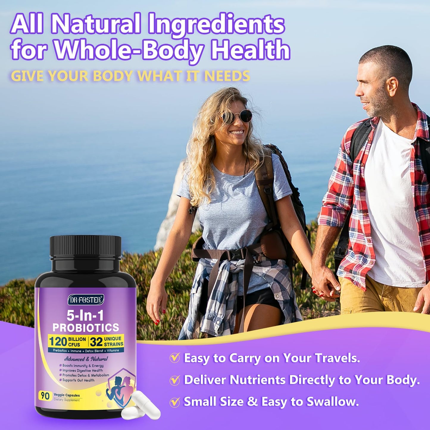 DRFOSTER Probiotics for Women & Men, 120 Billion CFU Capsule, 90 Count
