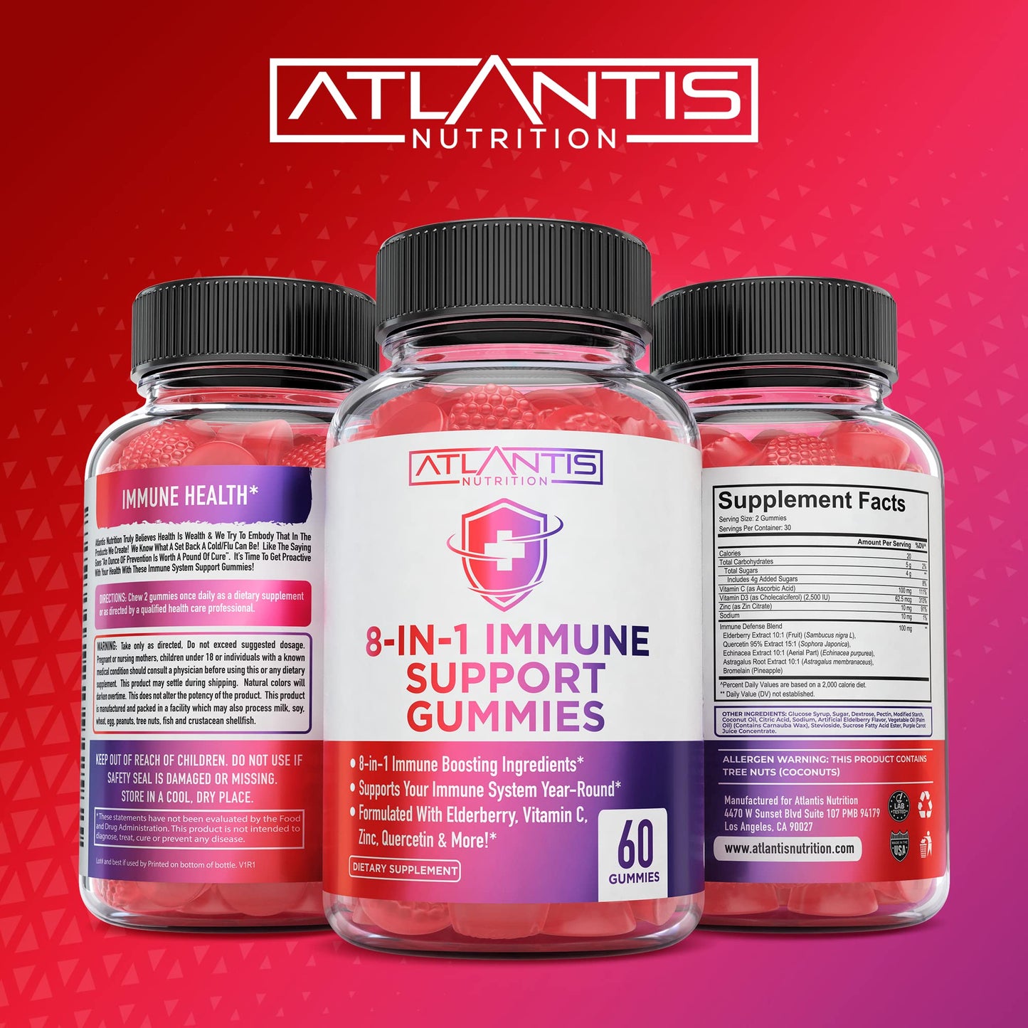 Atlantis Nutrition 8-in-1 Immune Support + Keto ACV Gummies Advanced Weight Loss, 60 Gummies + 90 Gummies
