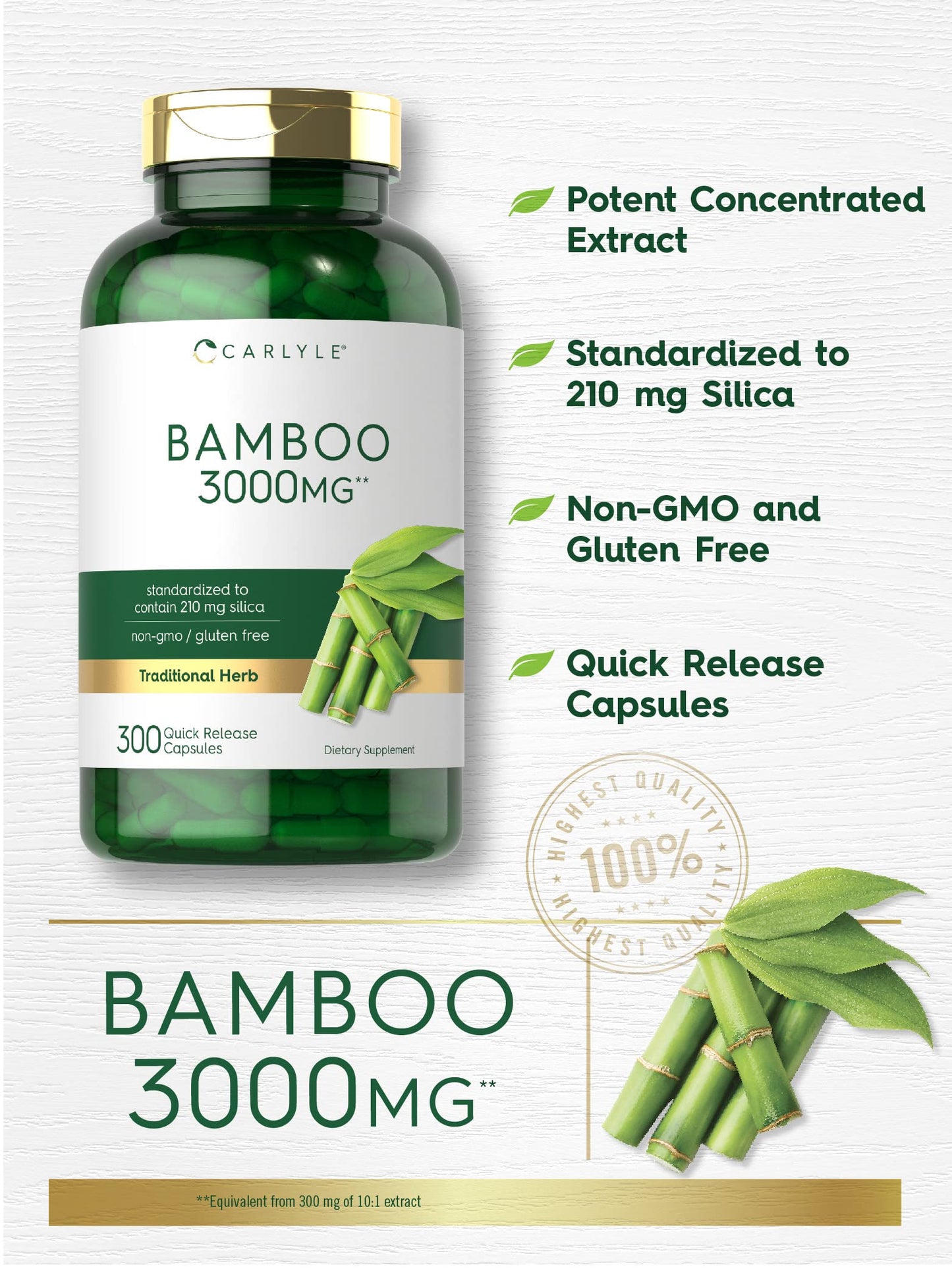 Carlyle Bamboo Extract Capsules 300 Count