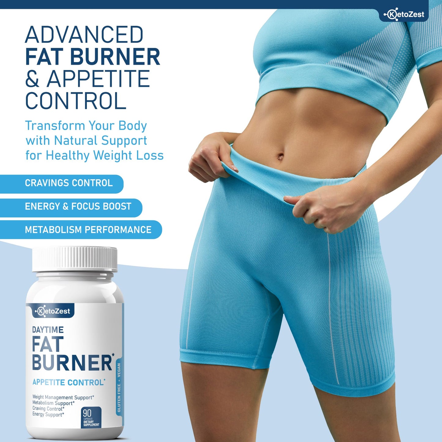 KetoZest Fat Burner Appetite Suppressant for Weight Loss Capsule 90 Count