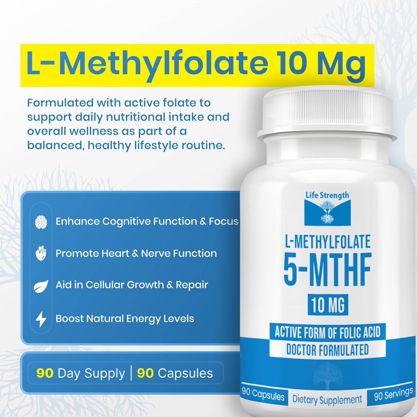 LifeStrength L-Methylfolate 10mg, 90 Capsules
