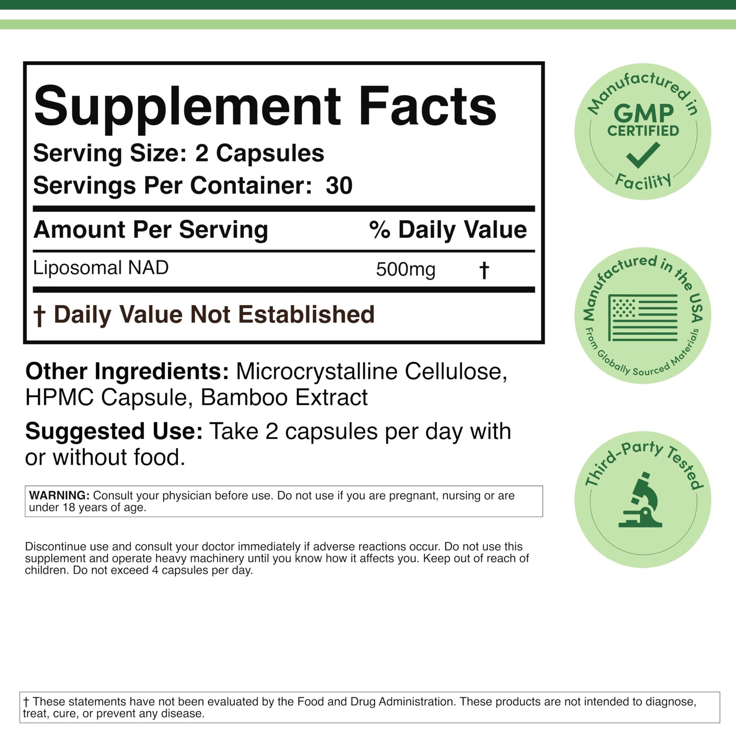 Double Wood Supplements Liposomal NAD+ Supplement Capsule 60 Count