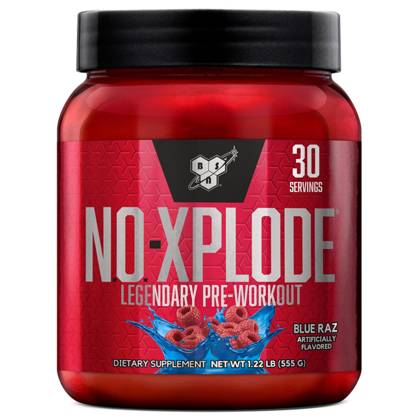 BSN N.O.-XPLODE Pre Workout Powder with Creatine, Blue Raz, 30 Servings