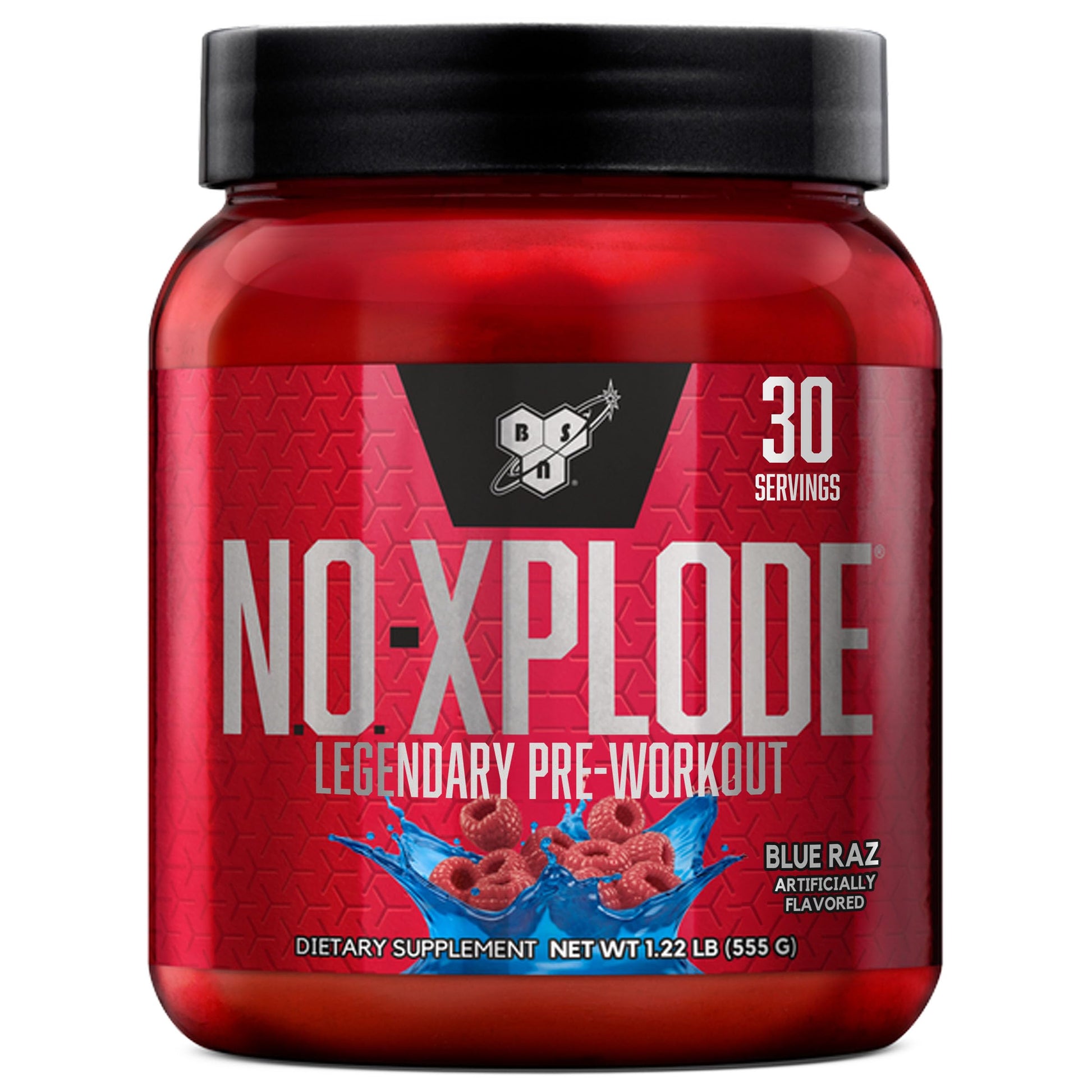 BSN N.O.-XPLODE Pre Workout Powder with Creatine, Blue Raz, 30 Servings