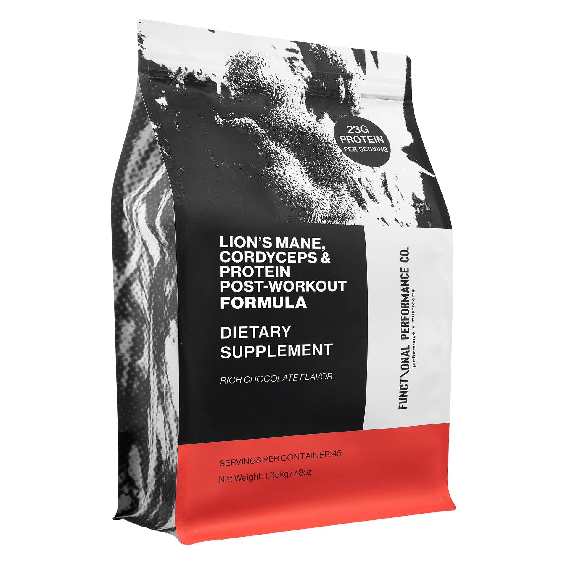 Functional Performance Co. Whey Protein Isolate Powder, Grass Fed, 23 g Protein per Serving with 400 mg Lion’s Mane Extract & 400 mg Cordyceps Extract, Supports Focus, 48 Servings