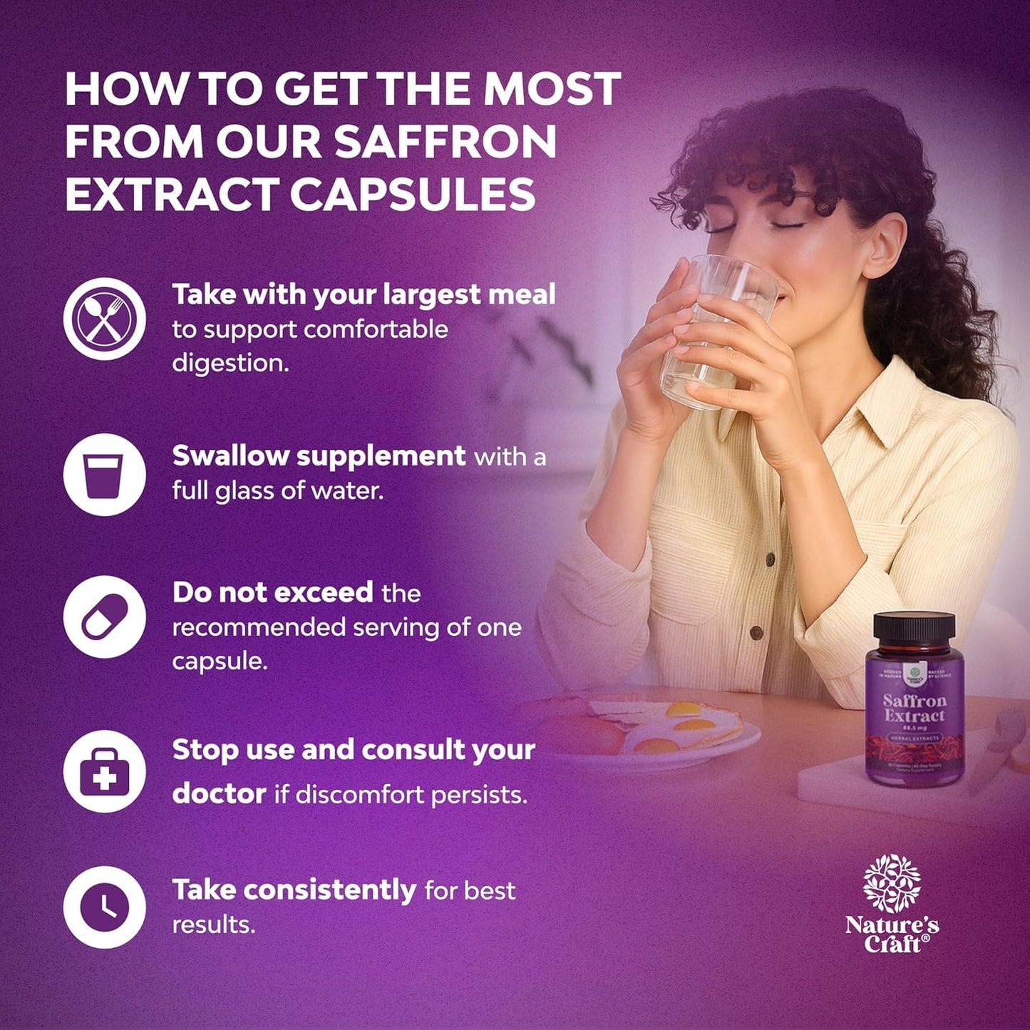 Natures Craft Saffron Extract Capsules, 60 Count