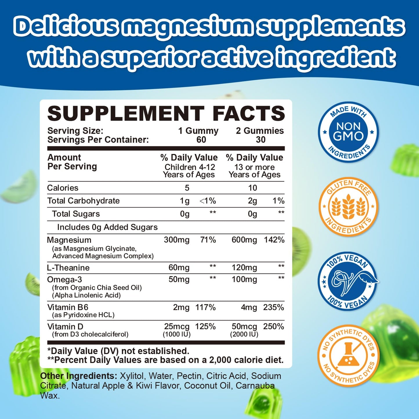 CNCHEF Center-Filled Magnesium Glycinate Gummies 120 Gummies