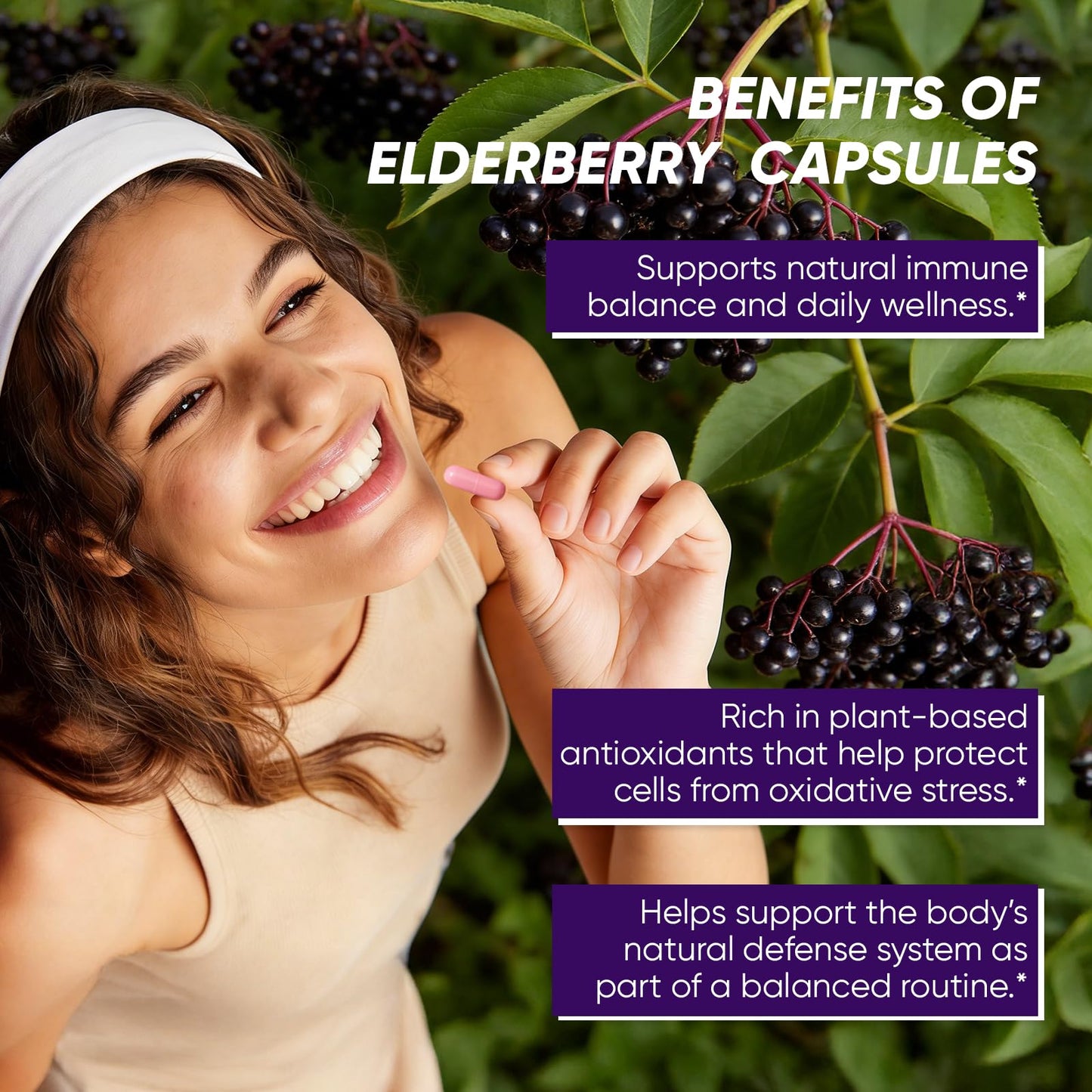 UOZXIL Elvera Elderberry Gut Support Complex 1200 mg Sambucus Elderberry Extract, Zinc + Vitamin C Advanced Formula, Digestive Wellness & Boost Energy, 60 Capsules