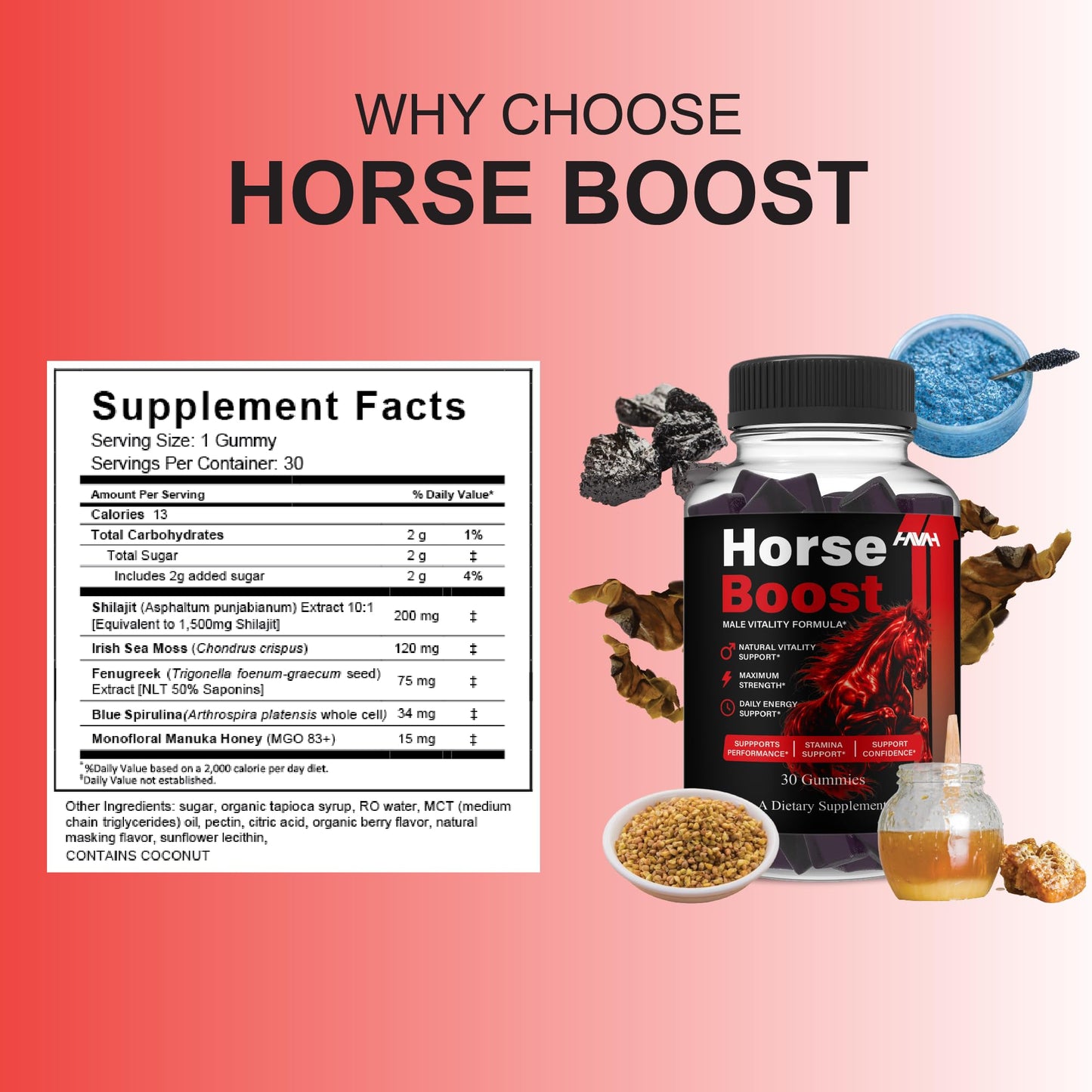 Havah Horse Boost Gummies, HorseBoost Advanced Formula, 60 Gummies
