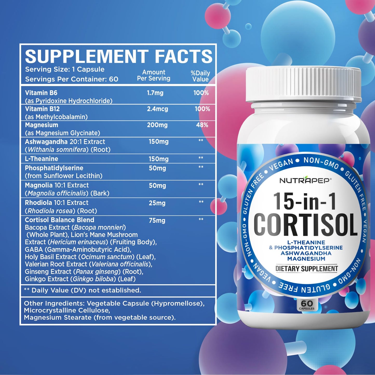 NutraPep Cortisol Detox Supplement Capsule 60 Count