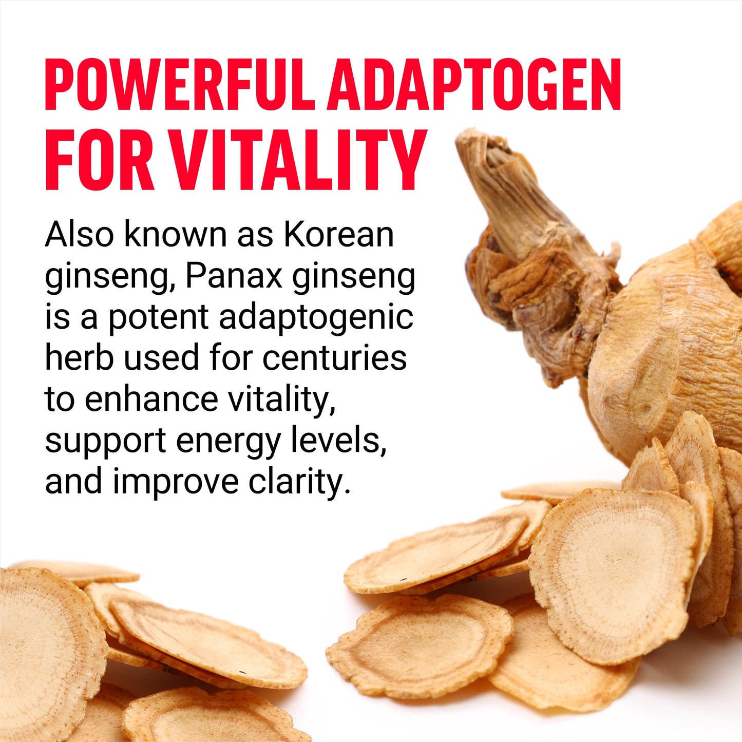 Force Factor Panax Ginseng Adaptogenic Korean Ginseng Supplement Capsules, 100 Count