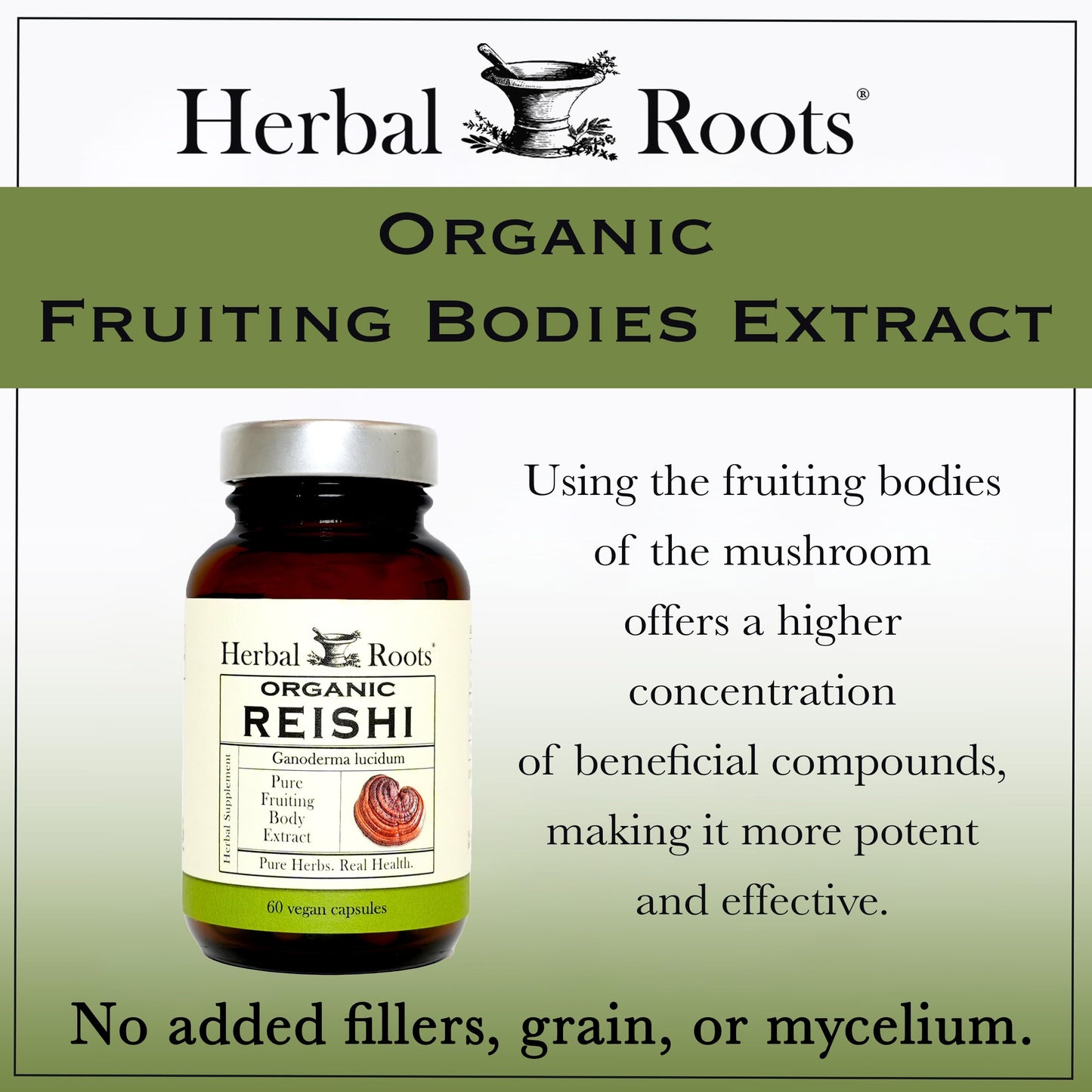 Herbal Roots Organic Reishi Mushroom Capsules 60 Capsules