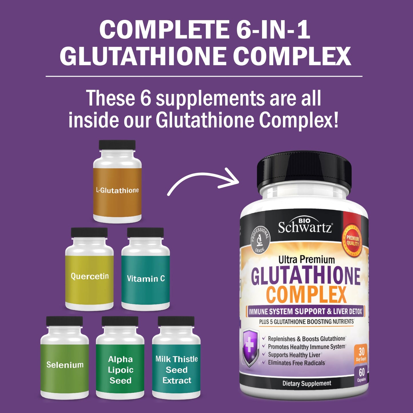 BioSchwartz Glutathione Supplement 500mg Capsules, 60 Count