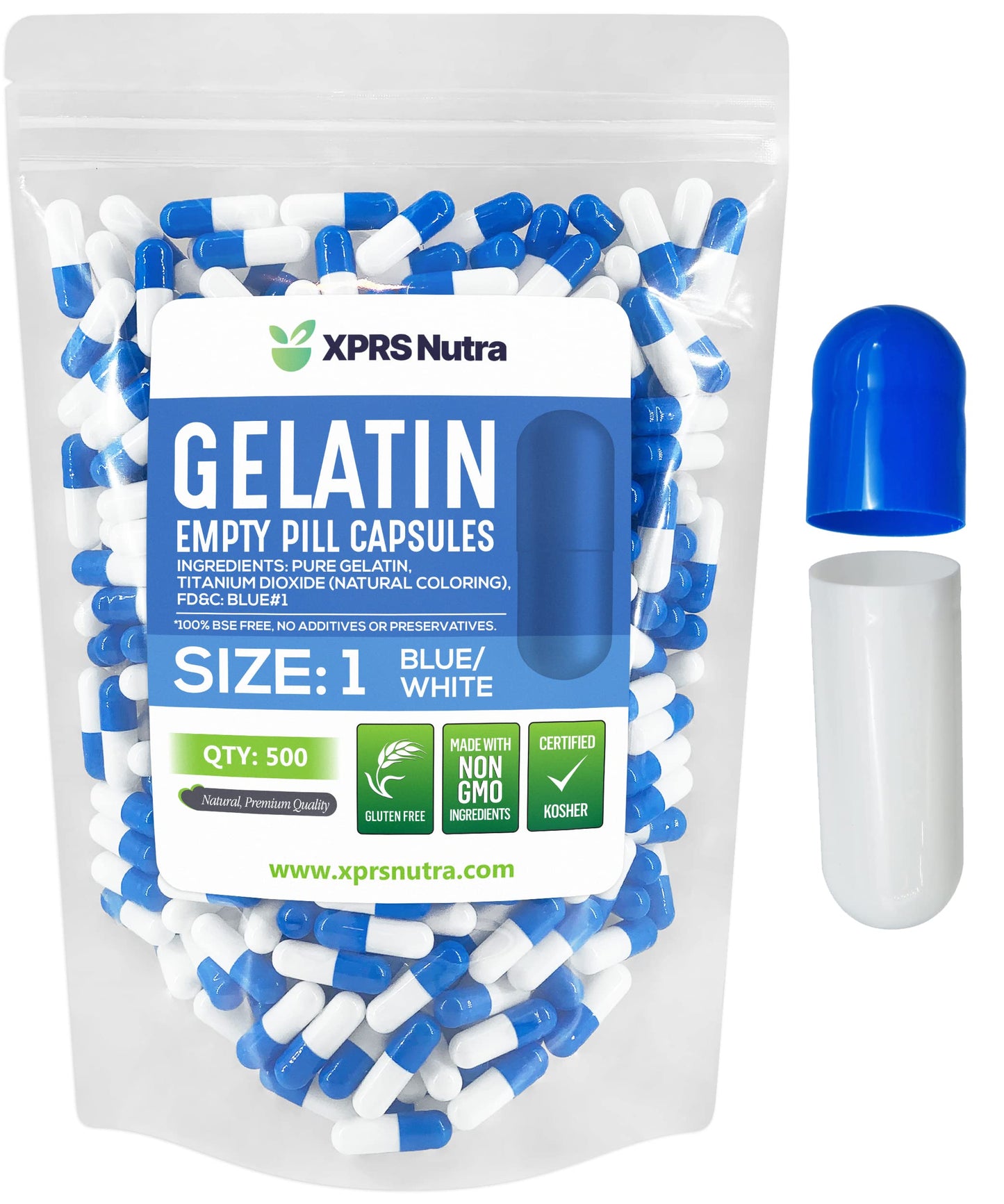 XPRS Nutra Empty Gelatin Capsules, 500 Count