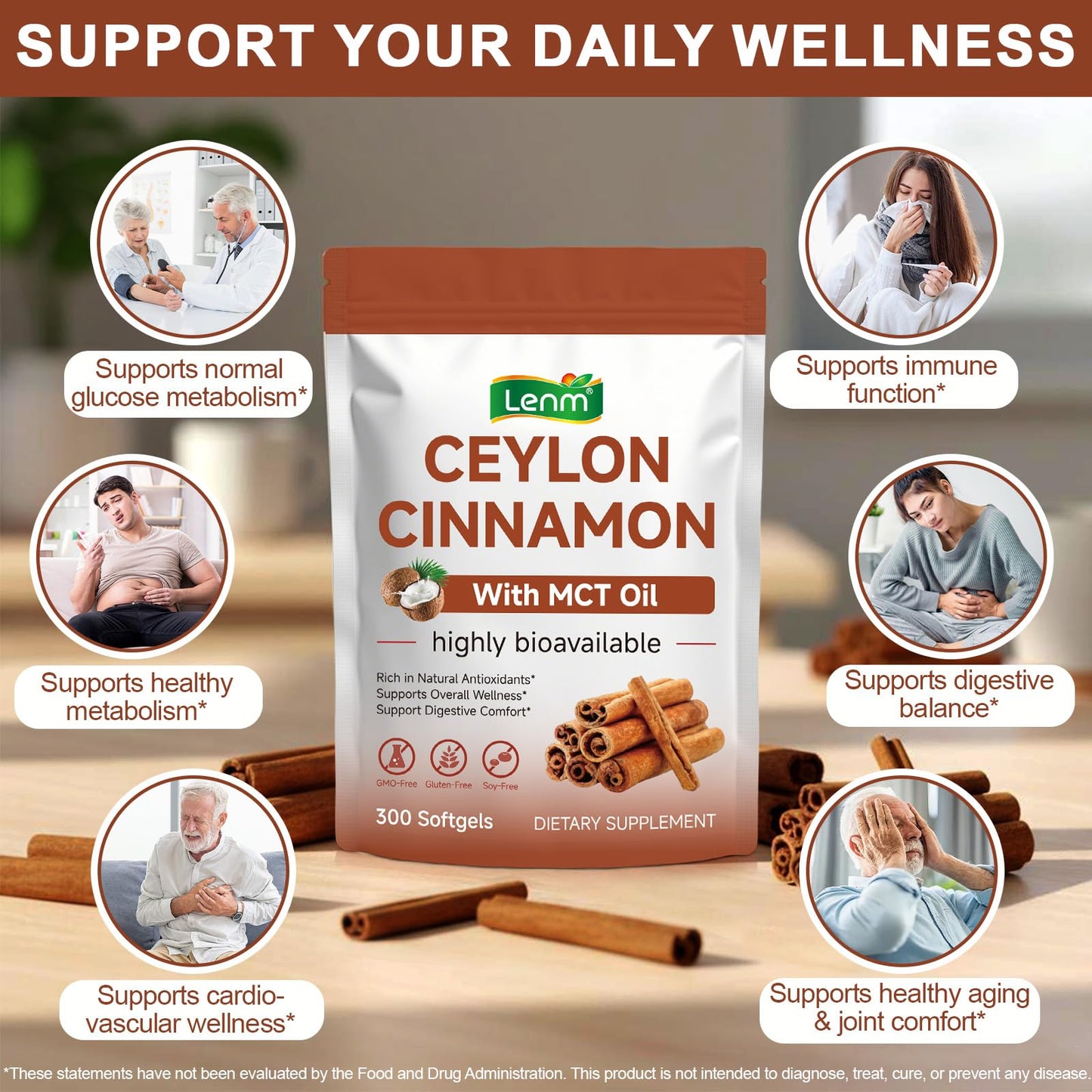 EIFTG Ceylon Cinnamon with MCT Oil Softgels, 300 Count