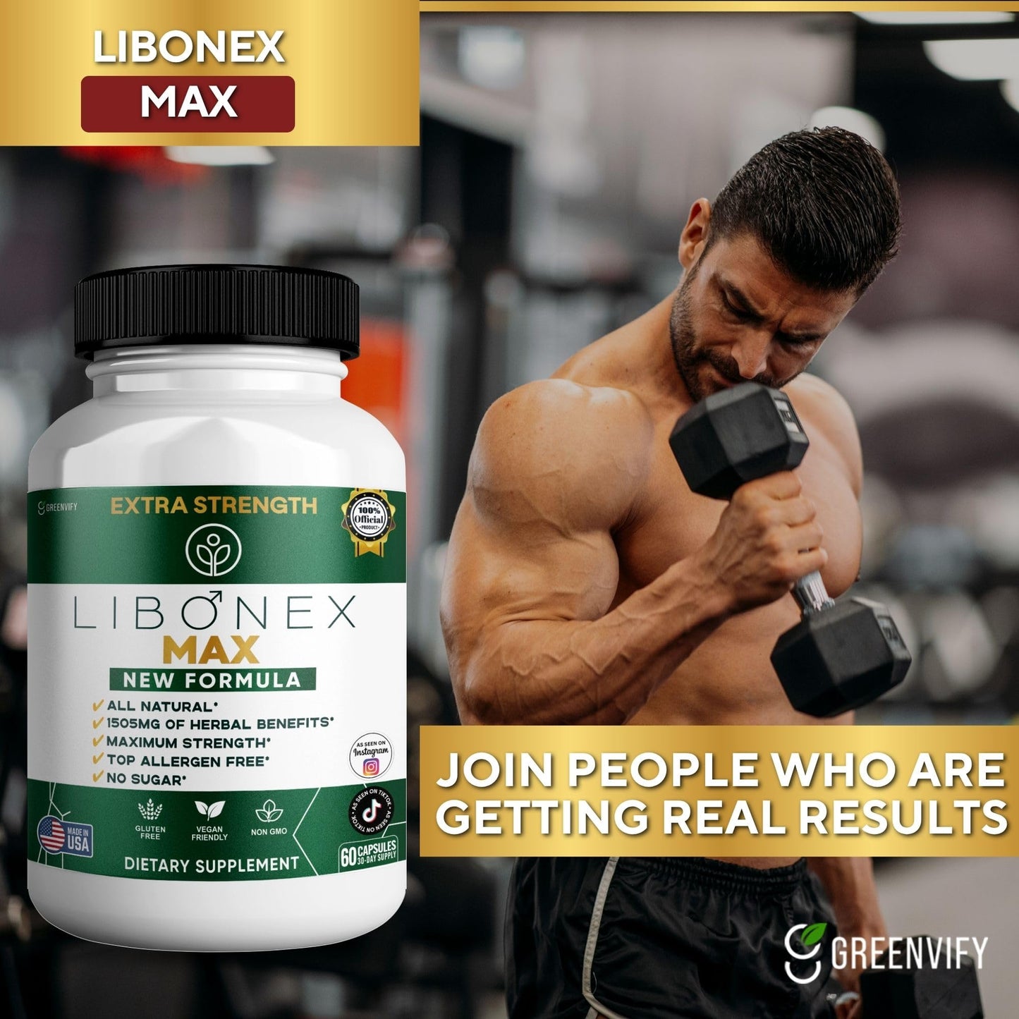 GREENVIFY Libonex Max Extra Strength Maca Root Complex Capsules, 60 Count