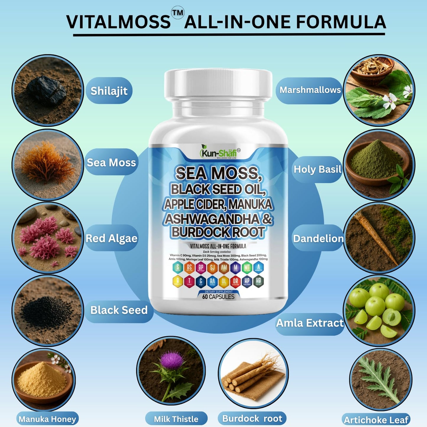 Kun Shafi Sea Moss Complex Capsules 60