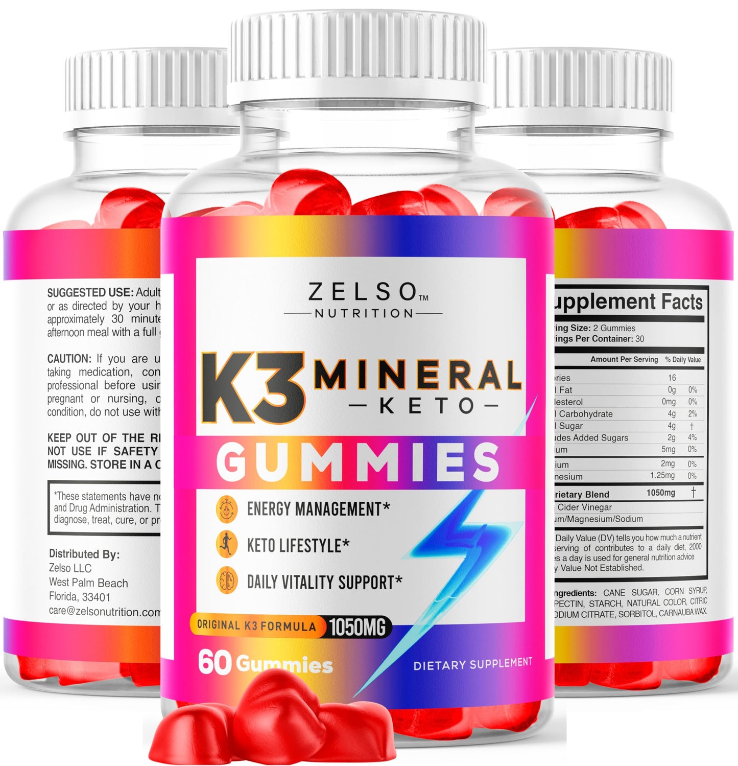 ZELSO K3 Mineral Keto Gummies 120 Count