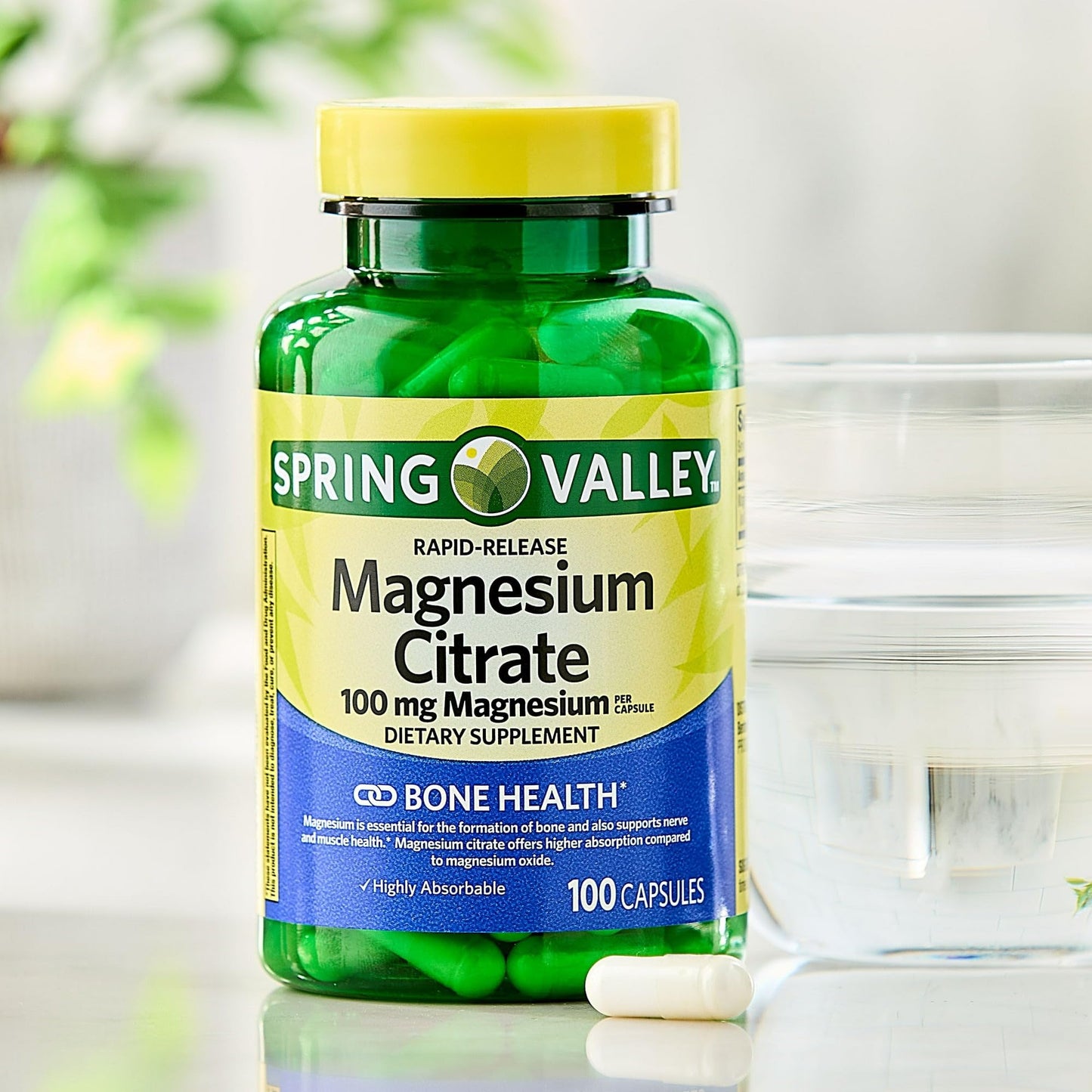 BASKETGOODS Magnesium Citrate 100 mg Capsules, 100 Count