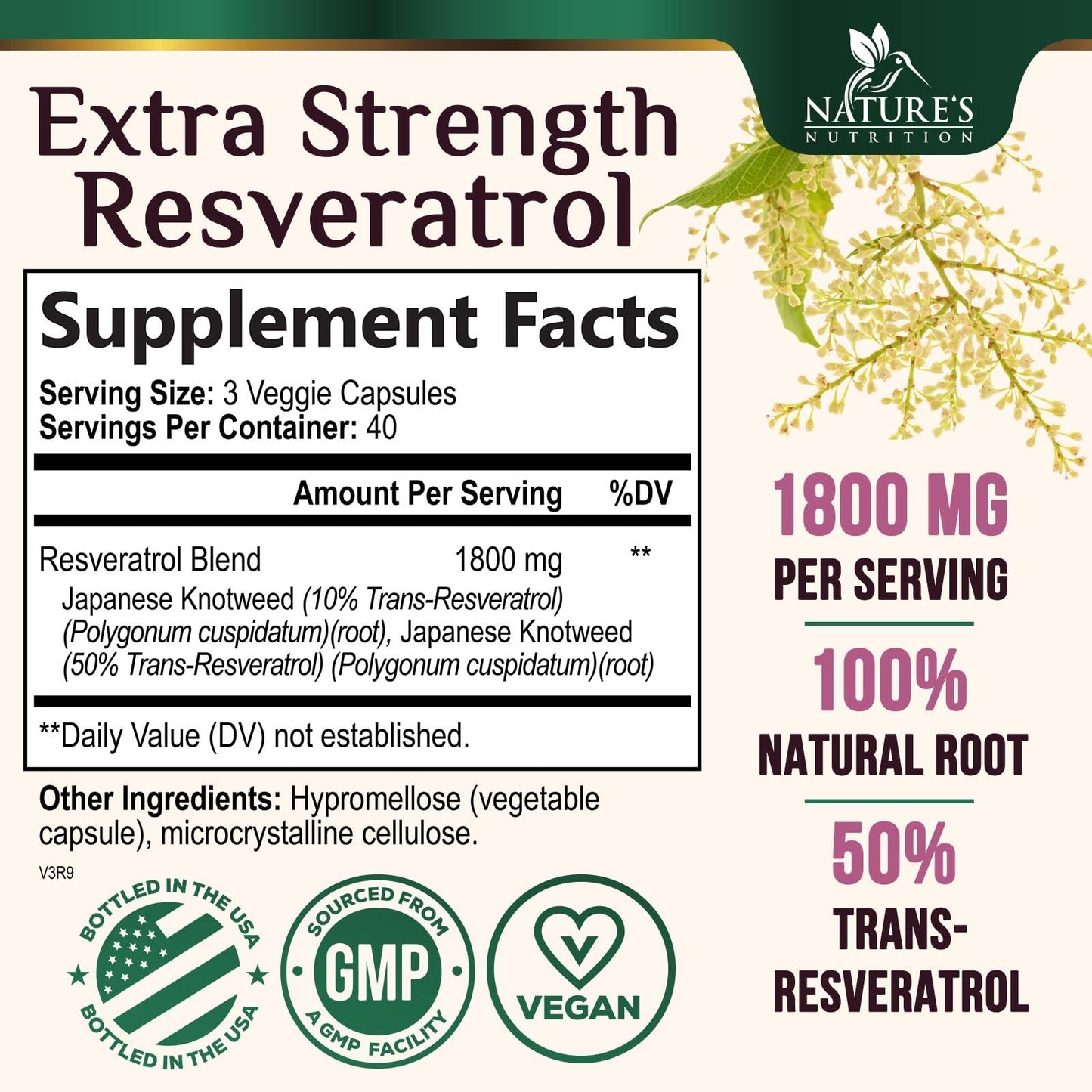 Nature's Nutrition Resveratrol Supplement Capsule 120 Count