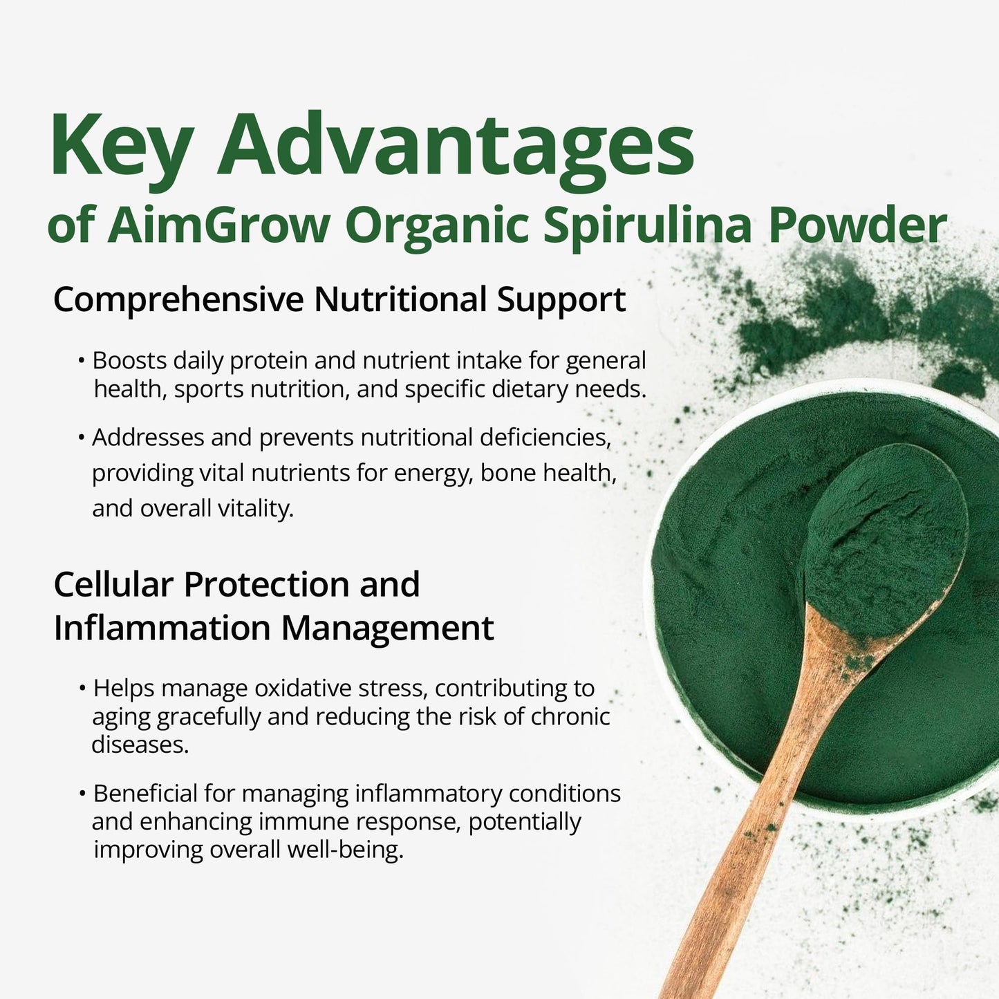 Aimgrow Organic Spirulina Powder 16.01 oz