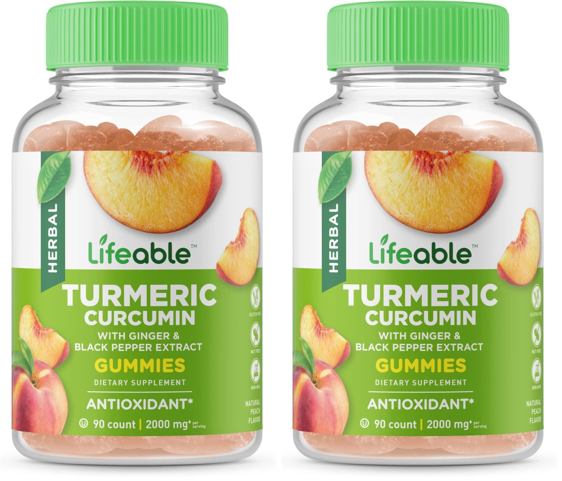 Lifeable Turmeric Curcumin with Ginger & Black Pepper Extract 2000mg 180 Gummies