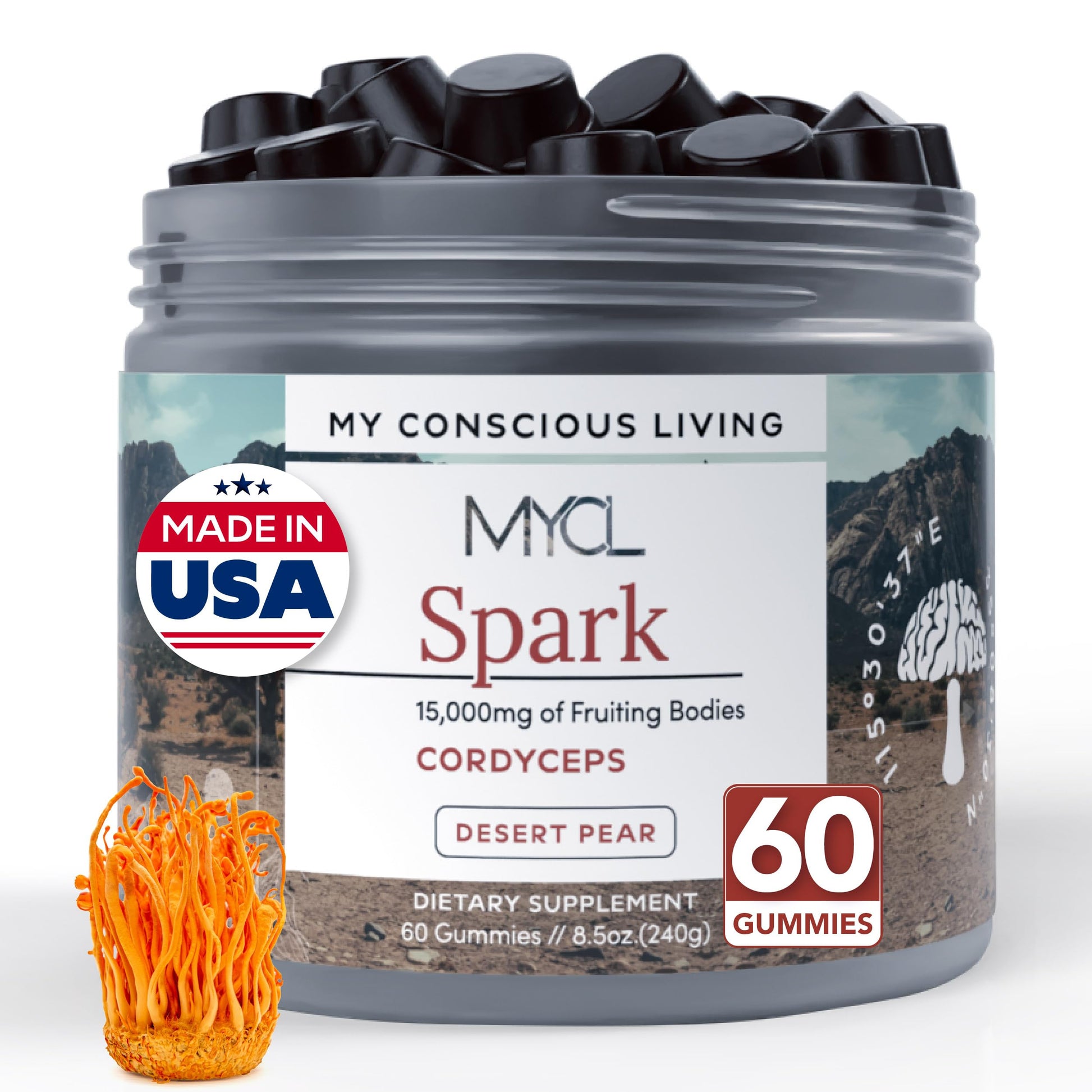 MYCL Spark Cordyceps Mushroom Gummies 60 Gummies
