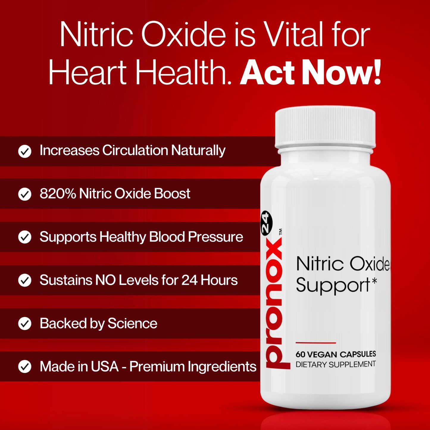PRONOX 24 Nitric Oxide Booster Supplement Capsule, 60 Count
