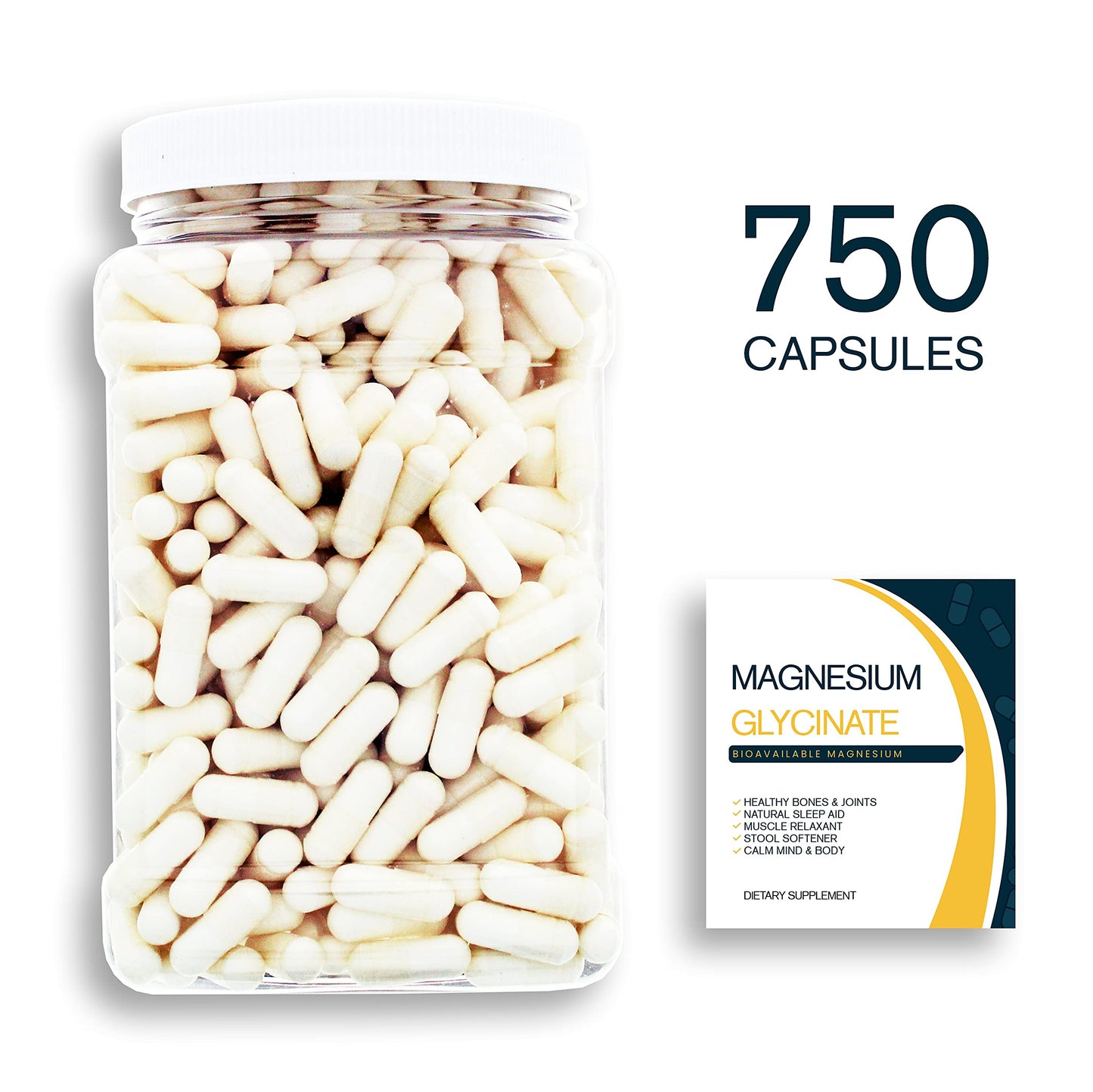 Bulk Buy Magnesium Glycinate Capsules 750 Count