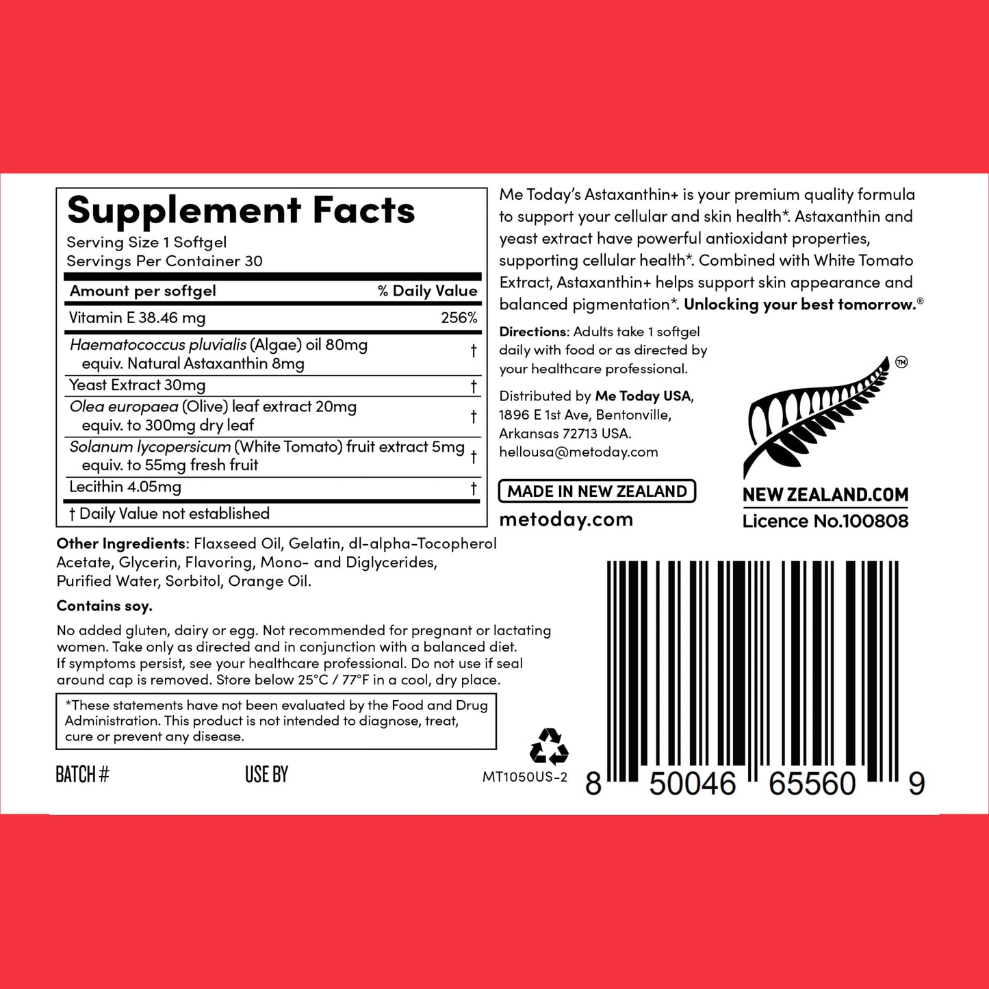 me today Complex Astaxanthin+ 8mg Softgels 30 Count