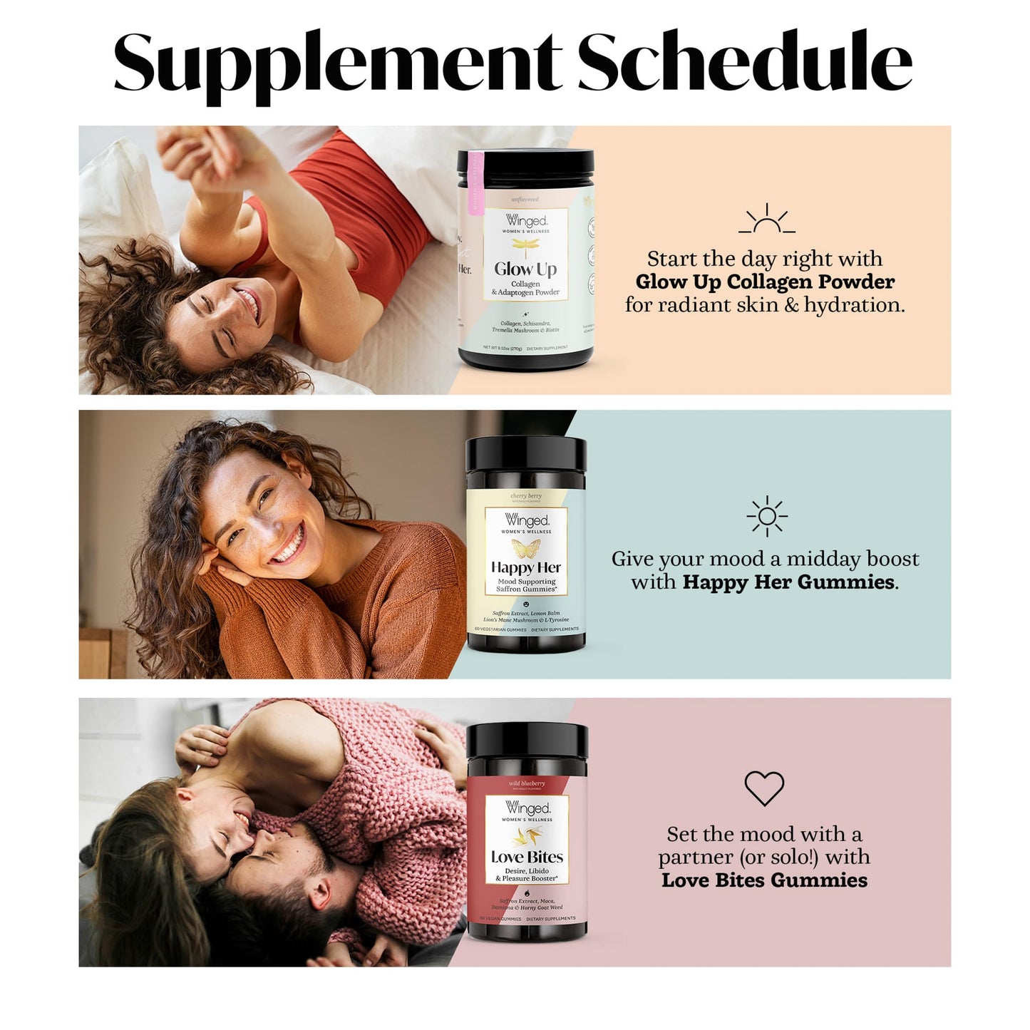 Winged Happy Her Daily Mood Support Gummies for Women, 60 Gummies