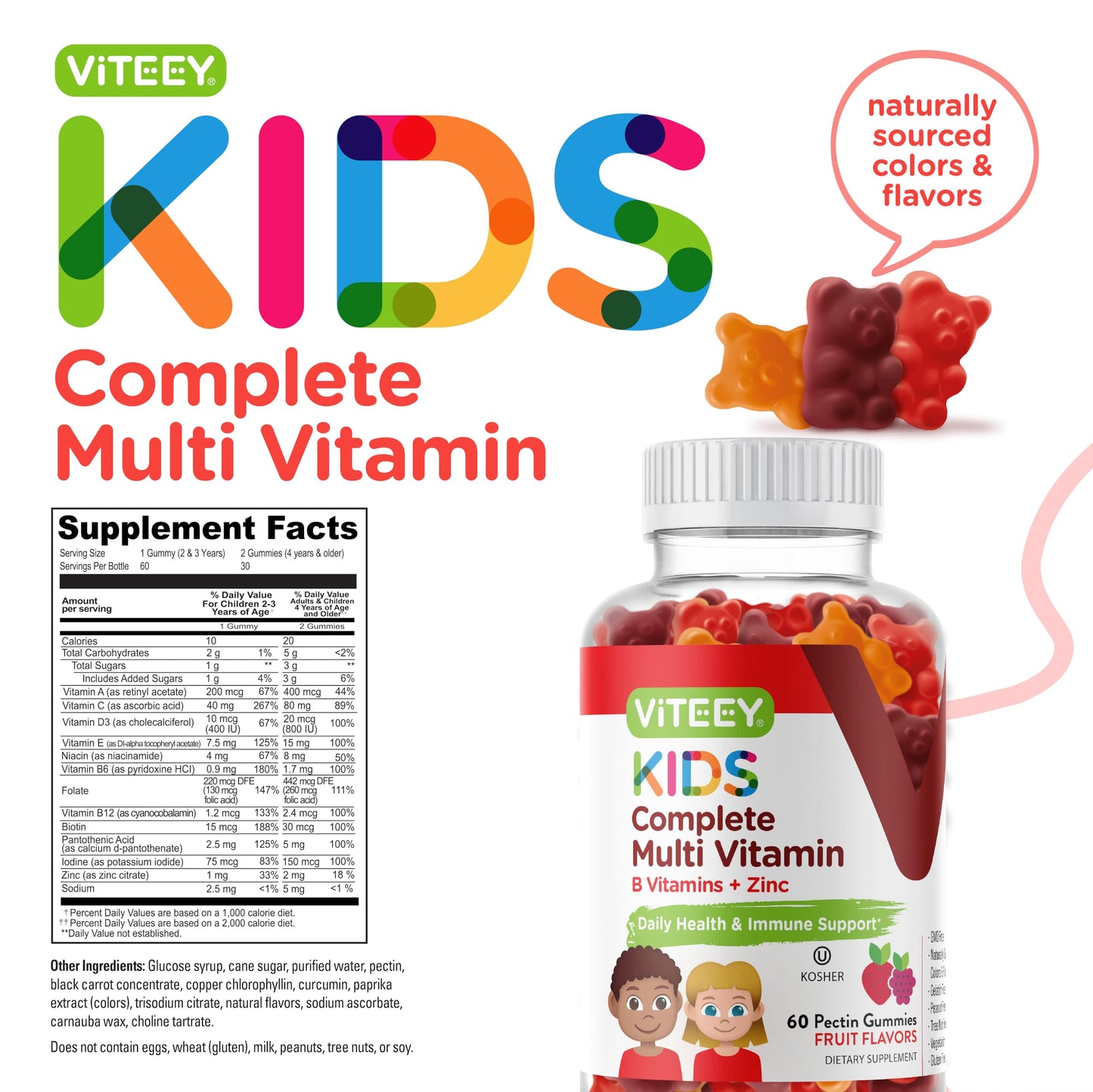 Viteey Kids Multivitamin Gummies 60 Count