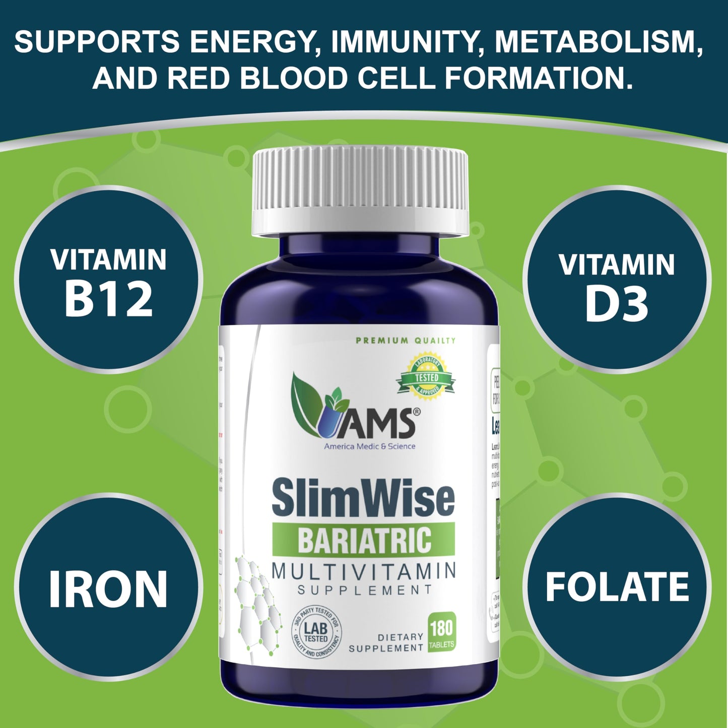 America Medic & Science SlimWise Bariatric Multivitamin Tablet 180 Count