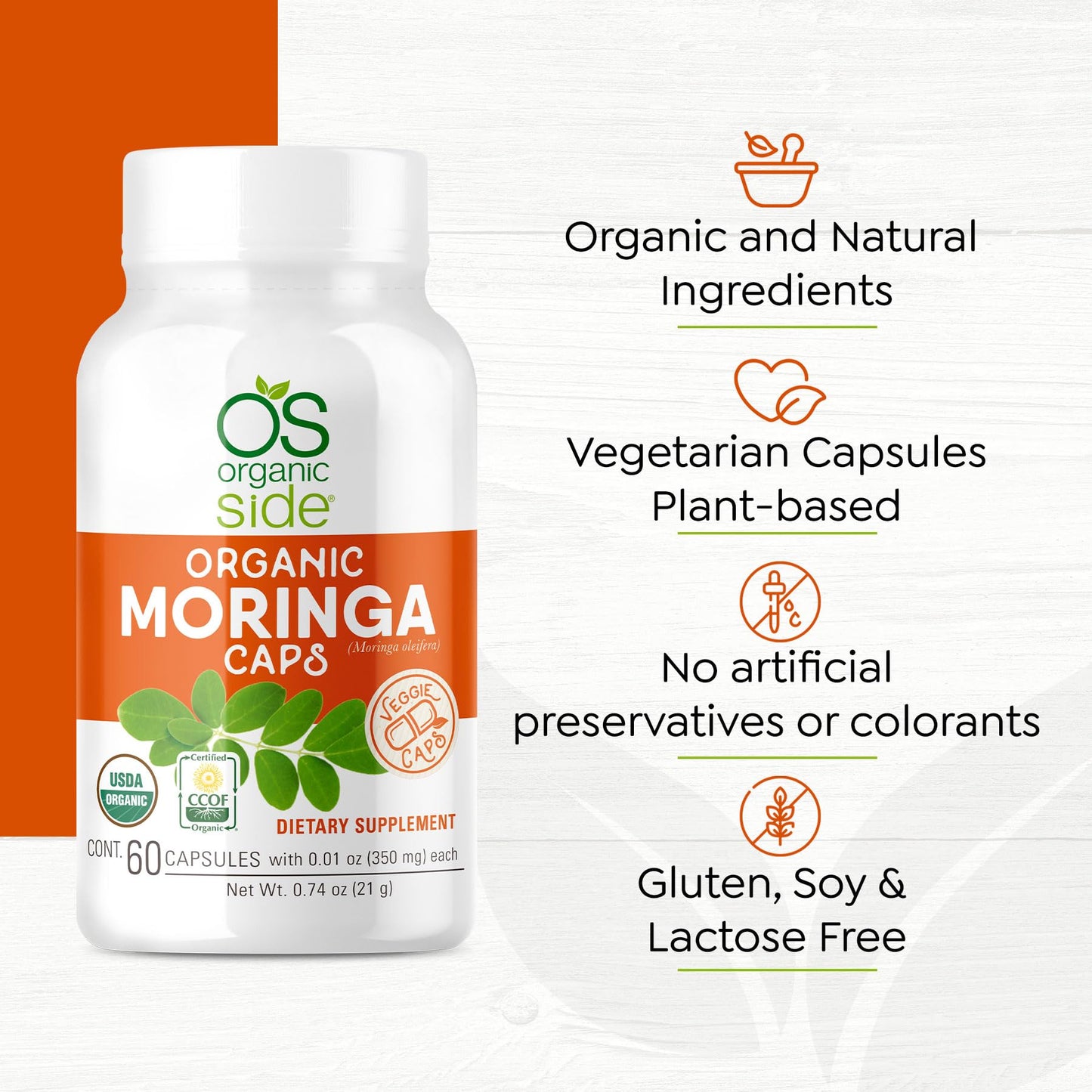 OS Organic Side Organic Moringa Capsules, 60 Capsules