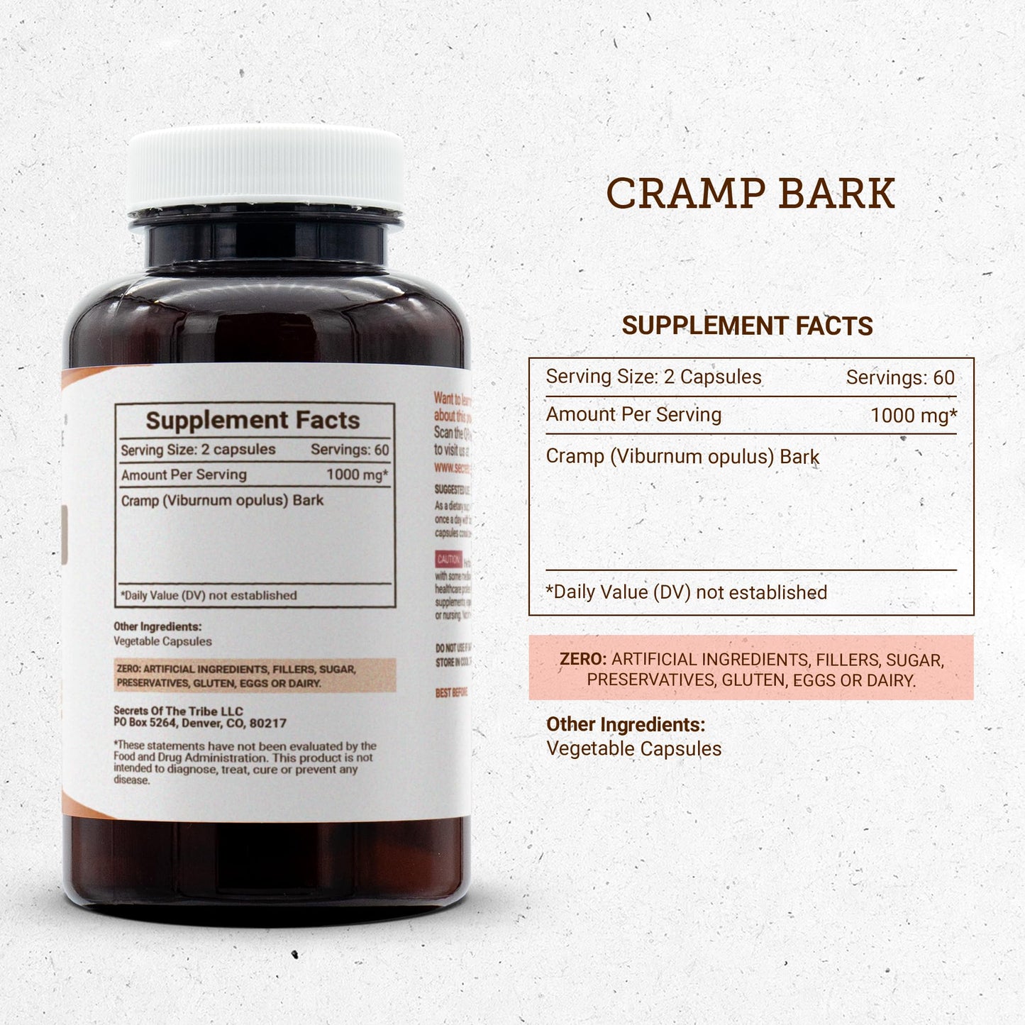 Secrets of the Tribe Cramp Bark Capsules 120 Count