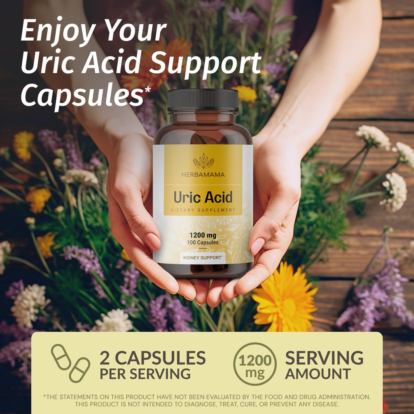 HERBAMAMA Uric Acid Cleanse Capsules 100 Count